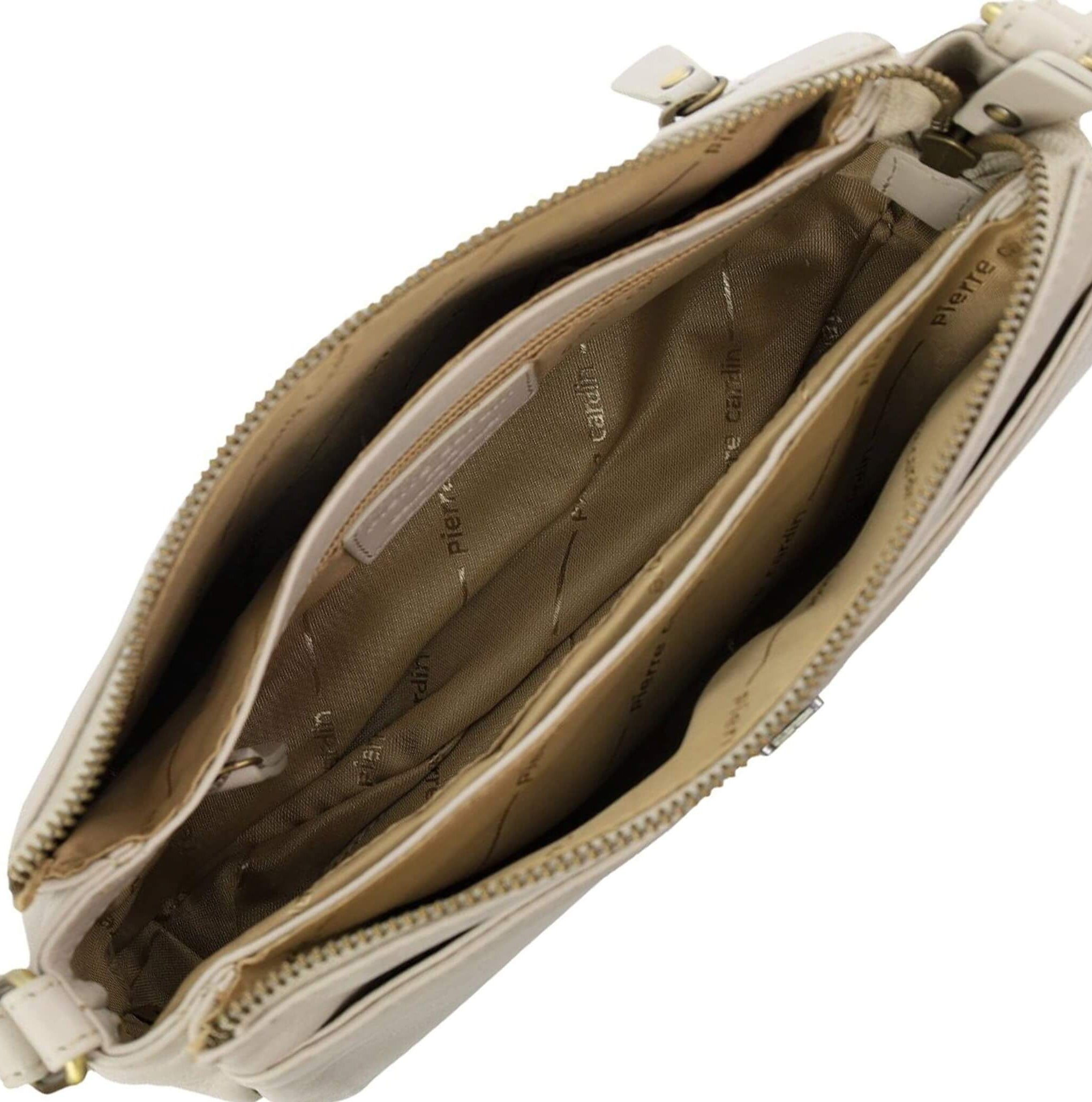 Pierre Cardin Ladies Leather Durable Crossbody Bag in Bone