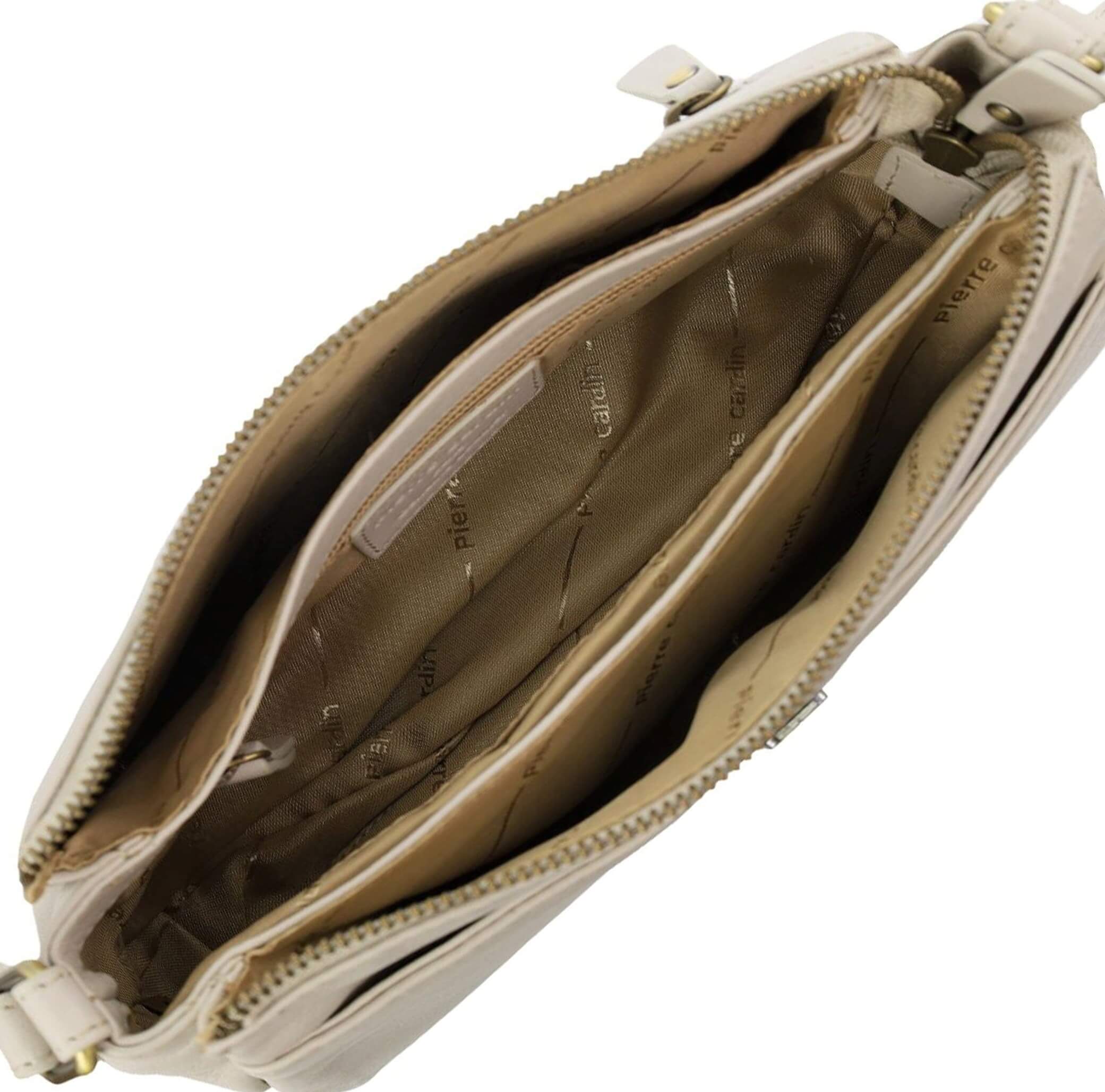Pierre Cardin Ladies Leather Durable Crossbody Bag in Bone