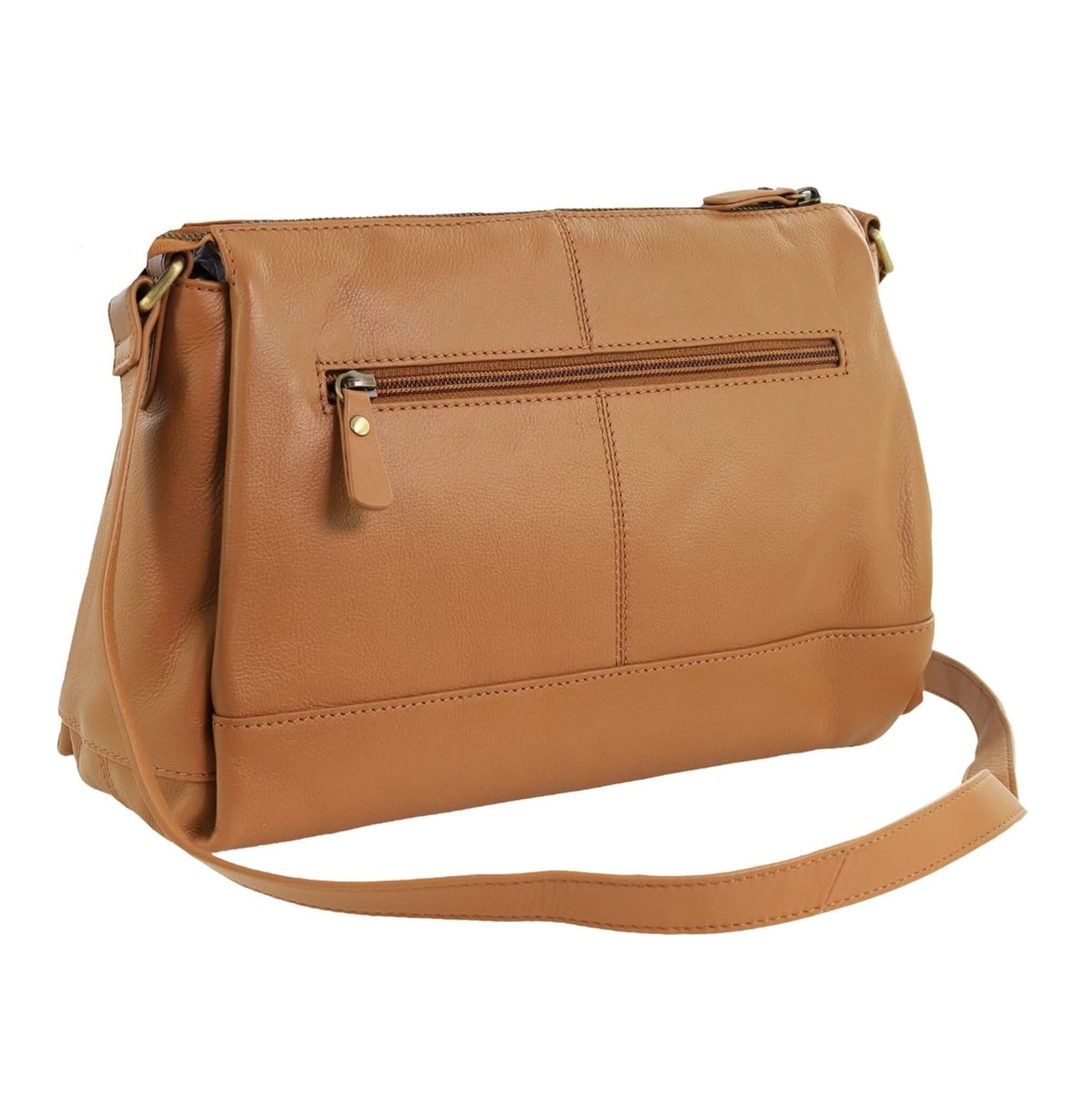 Pierre Cardin Ladies Leather Crescent Crossbody Bag in Almond