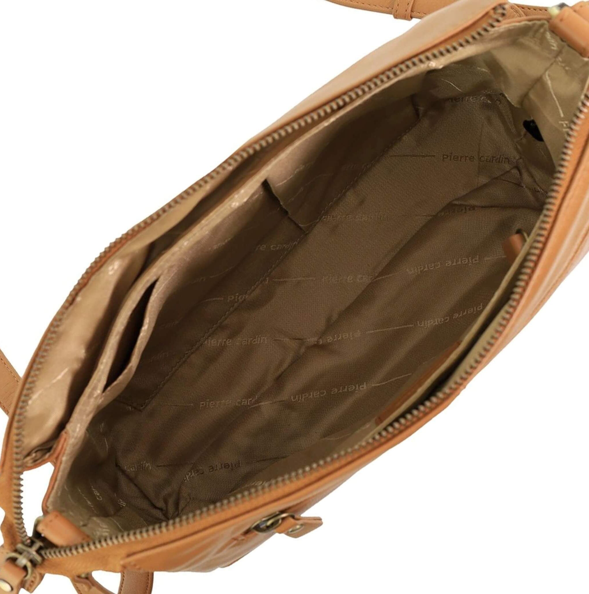 Pierre Cardin Ladies Leather Crescent Crossbody Bag in Almond