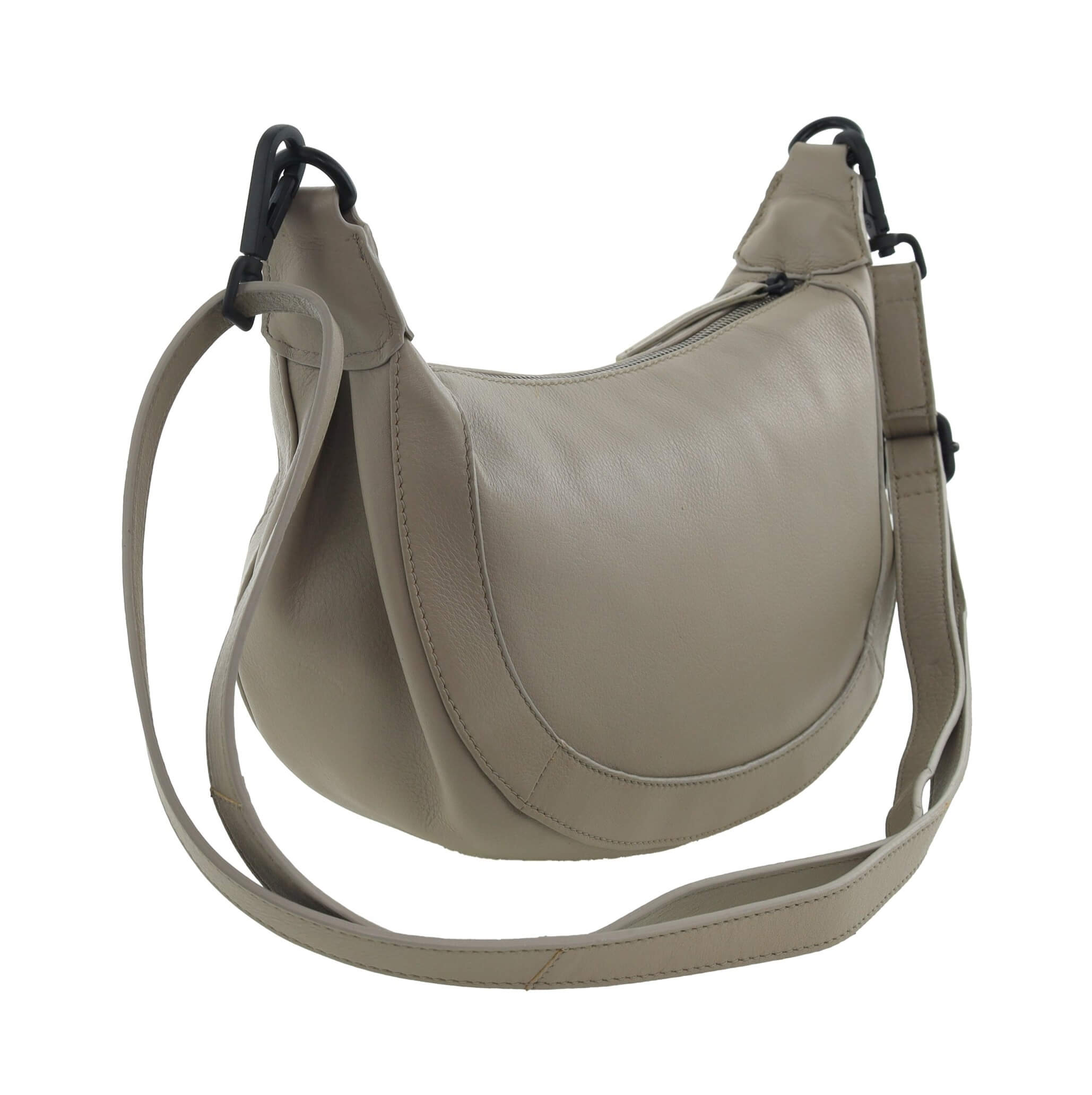 Pierre Cardin Ladies Leather Crescent Crossbody Bag in Taupe