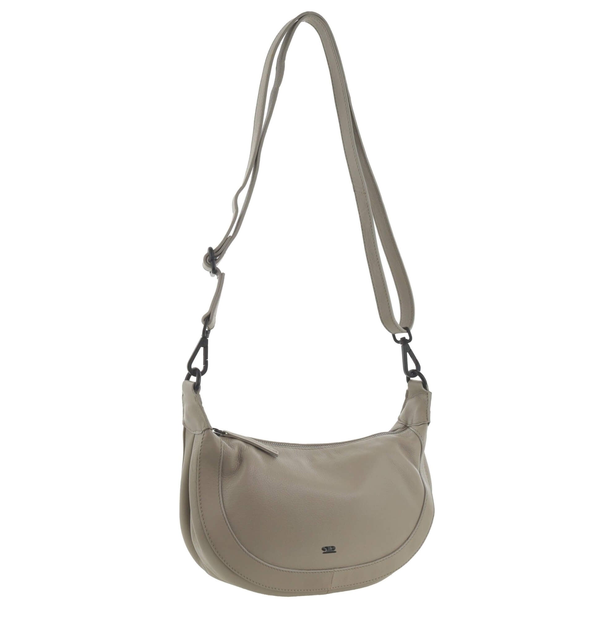 Pierre Cardin Ladies Leather Crescent Crossbody Bag in Taupe