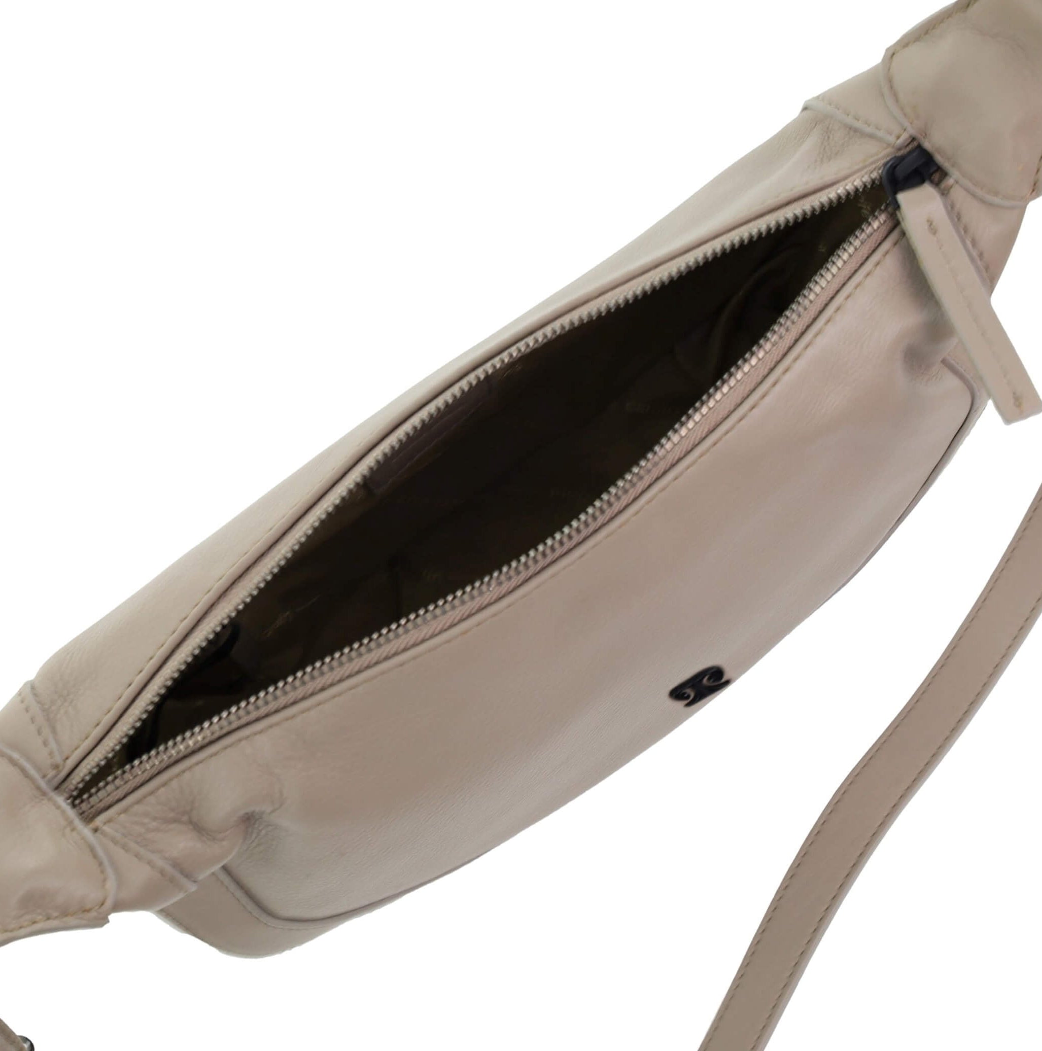 Pierre Cardin Ladies Leather Crescent Crossbody Bag in Taupe