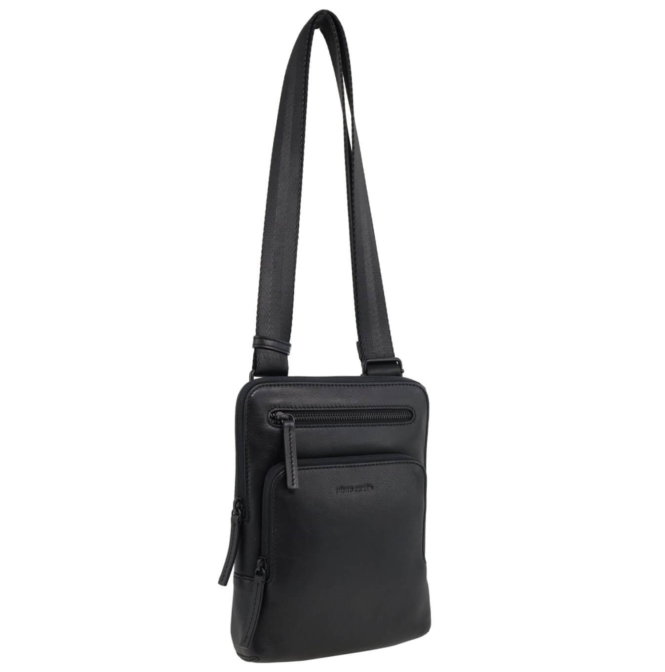 Pierre Cardin Men’s Leather Casual Crossbody Bag in Black