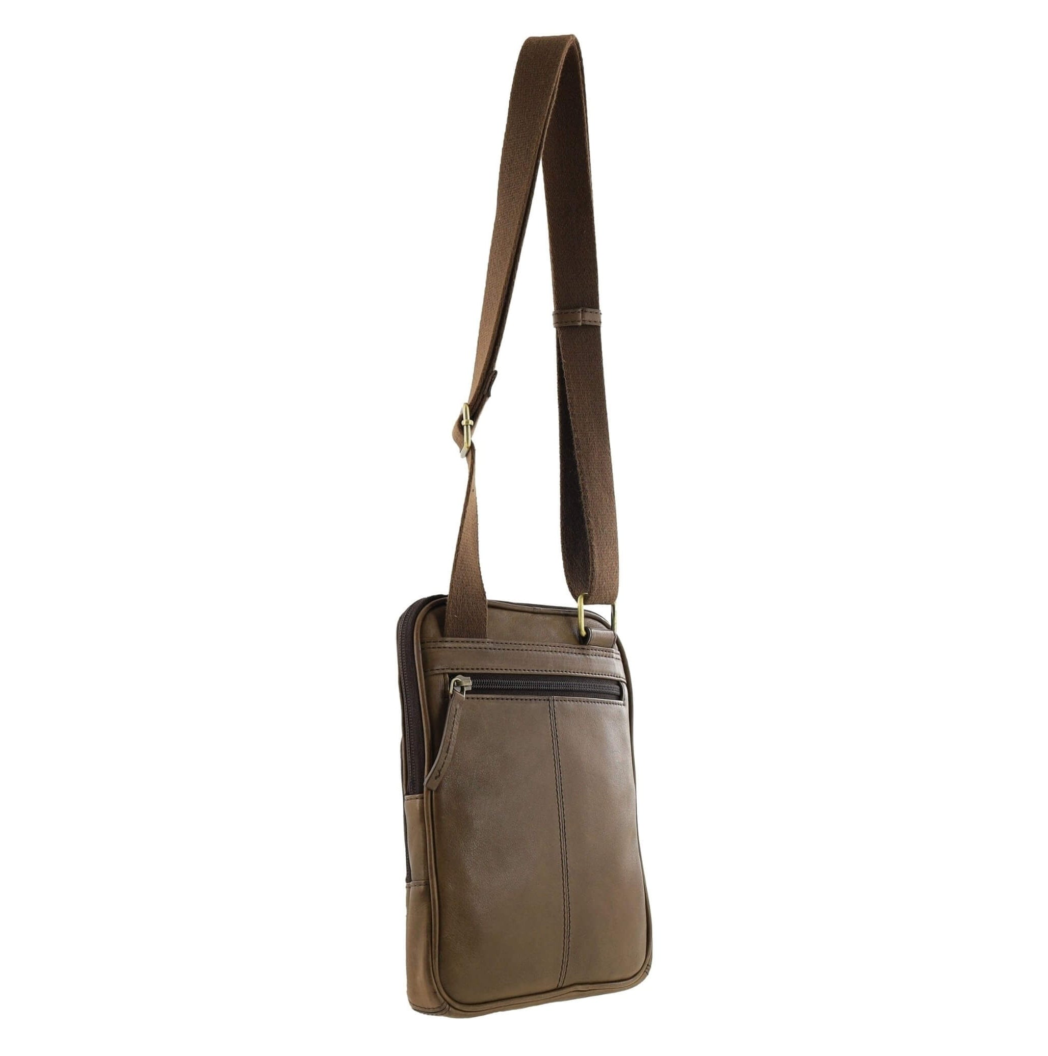 Pierre Cardin Mens Leather Casual Crossbody Bag in Oak