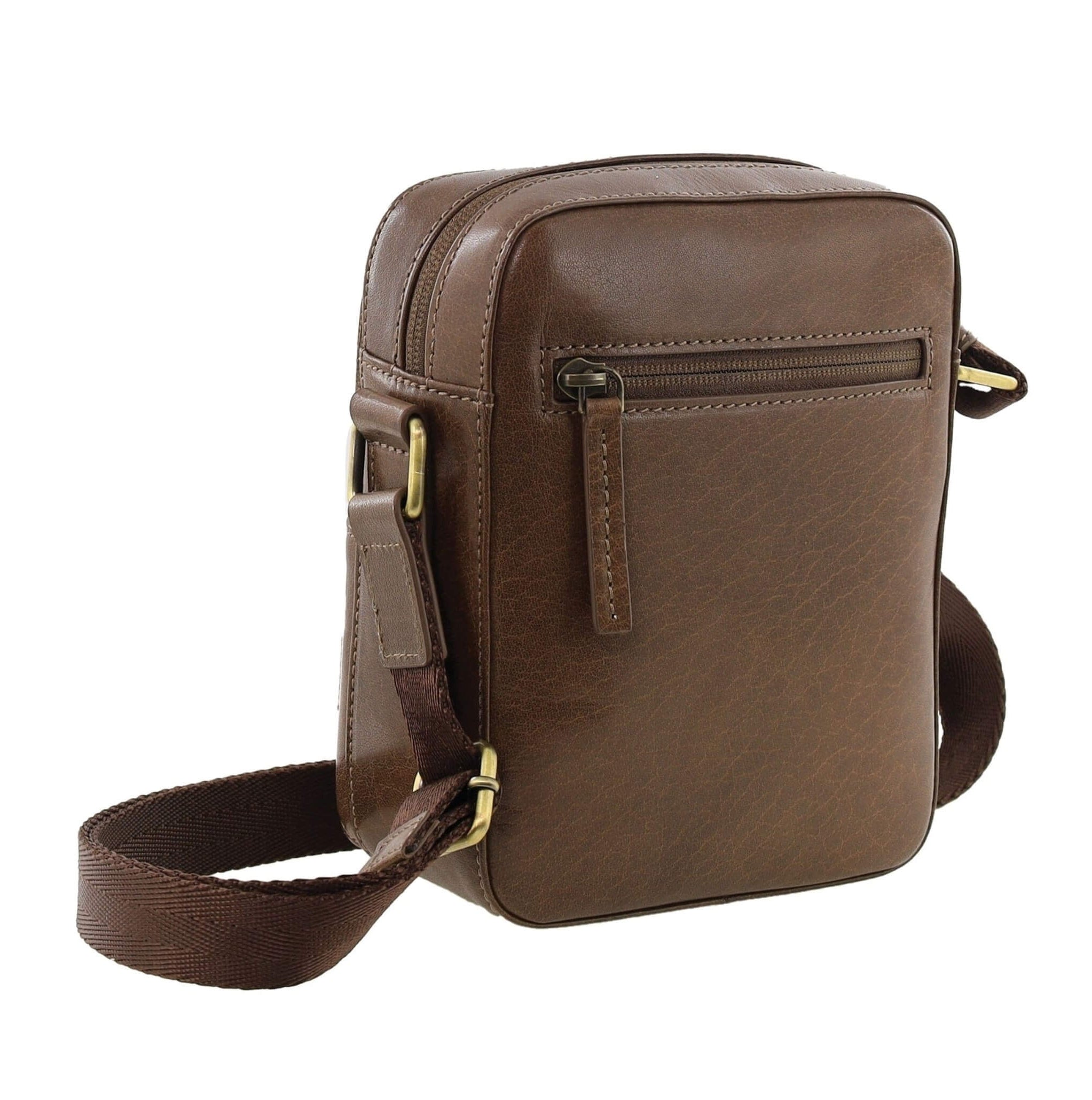 Pierre Cardin Mens Genuine Leather Classic Crossbody Bag in Oak