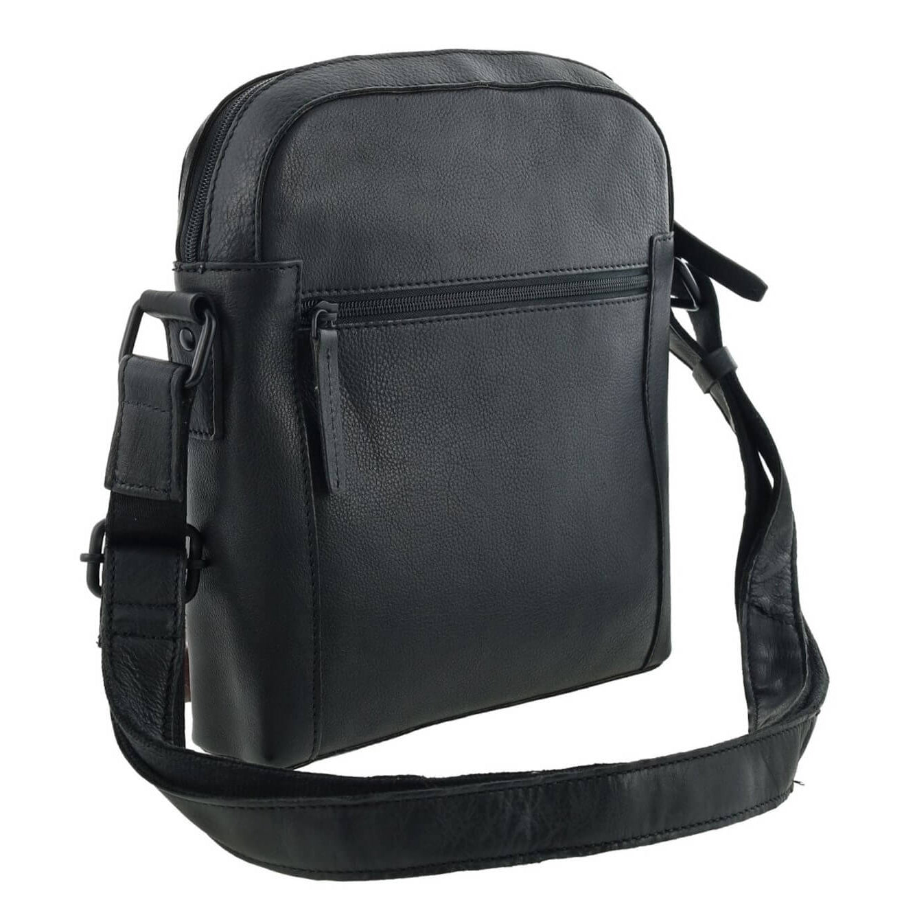 Pierre Cardin Men’s Rustic Leather Crossbody Bag in Black