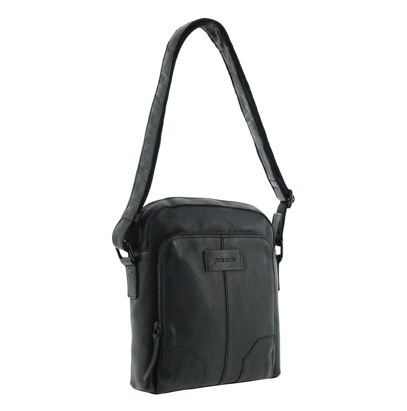 Pierre Cardin Men’s Rustic Leather Crossbody Bag in Black