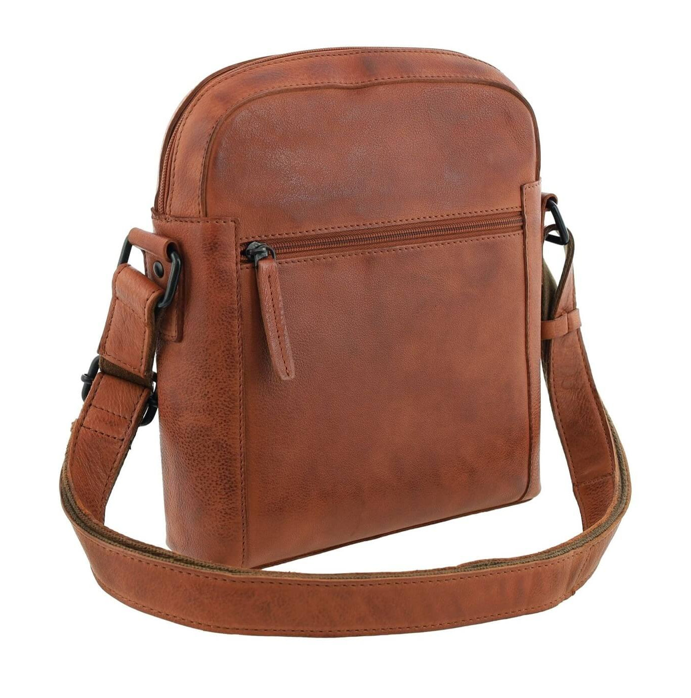 Pierre Cardin Men’s Rustic Leather Crossbody Bag in Cognac