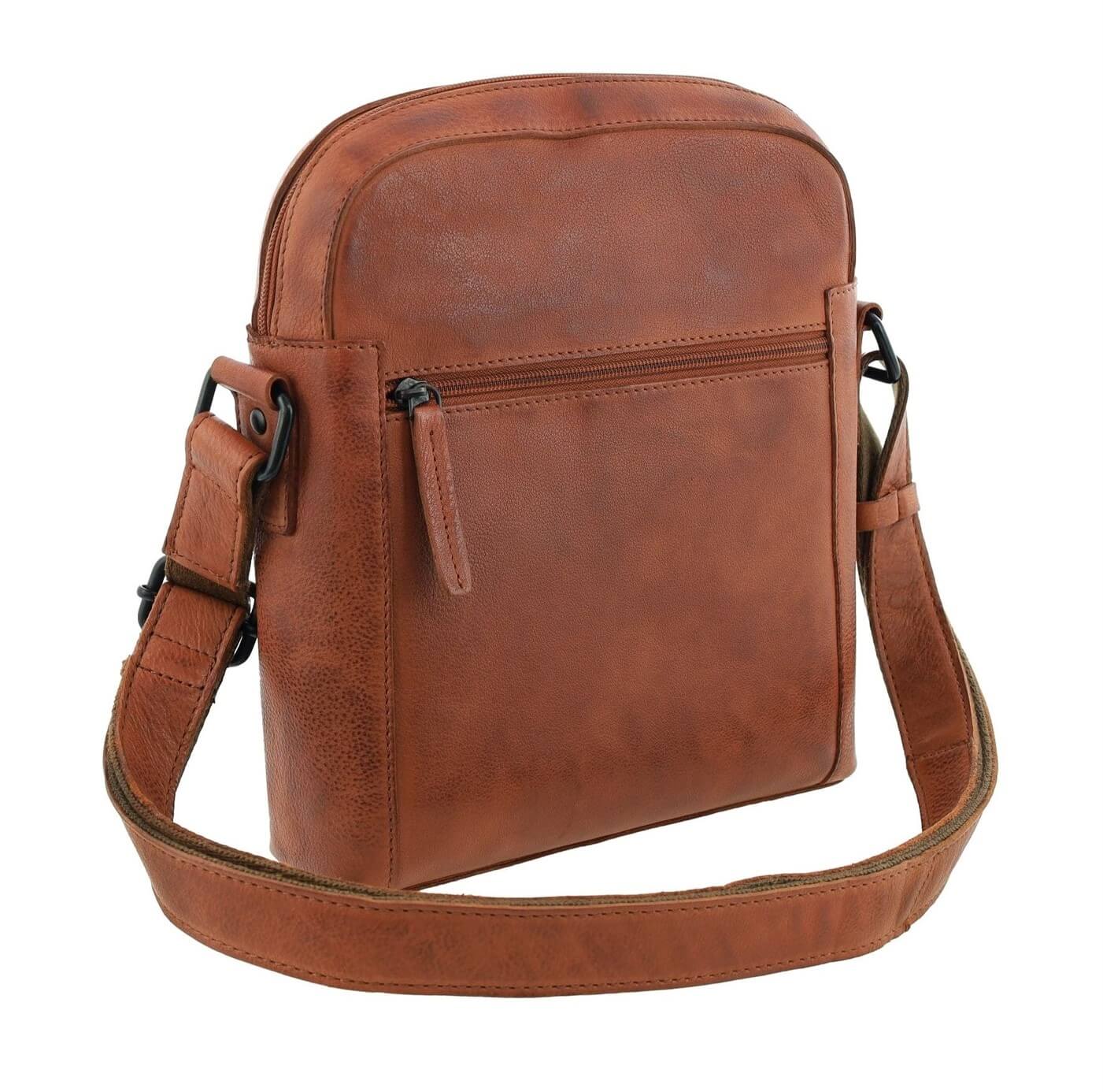 Pierre Cardin Men’s Rustic Leather Crossbody Bag in Cognac