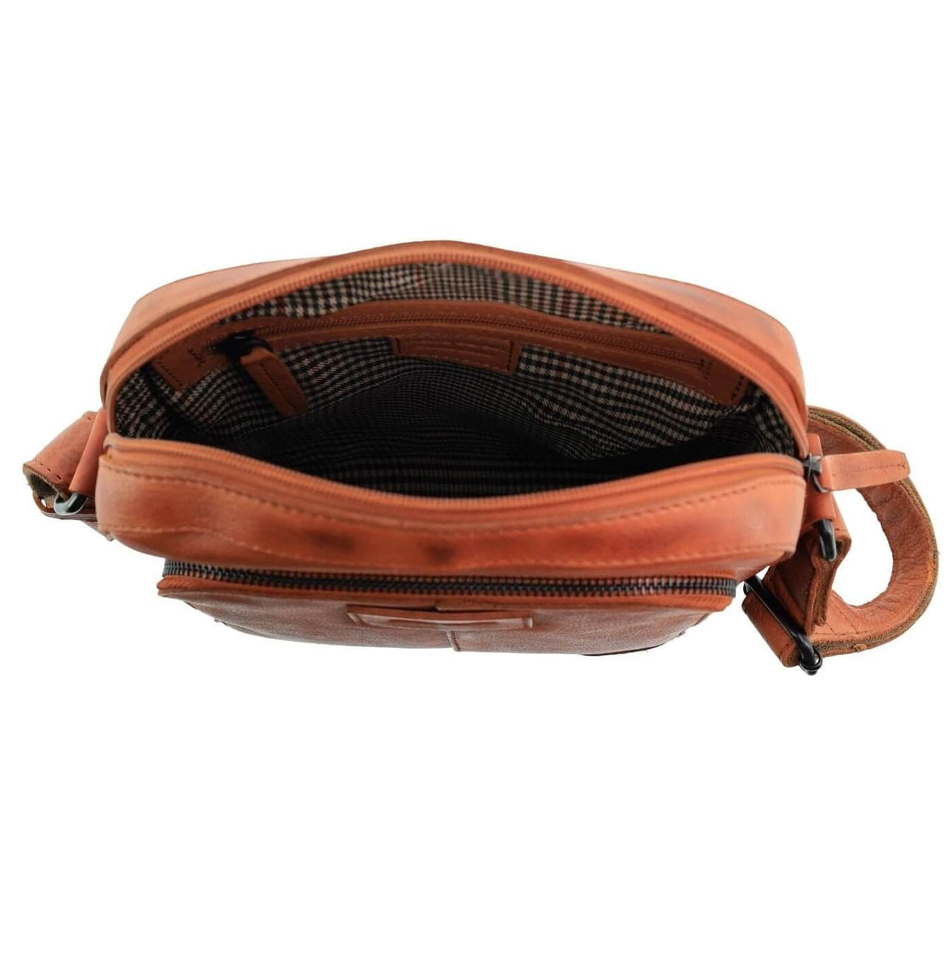 Pierre Cardin Men’s Rustic Leather Crossbody Bag in Cognac