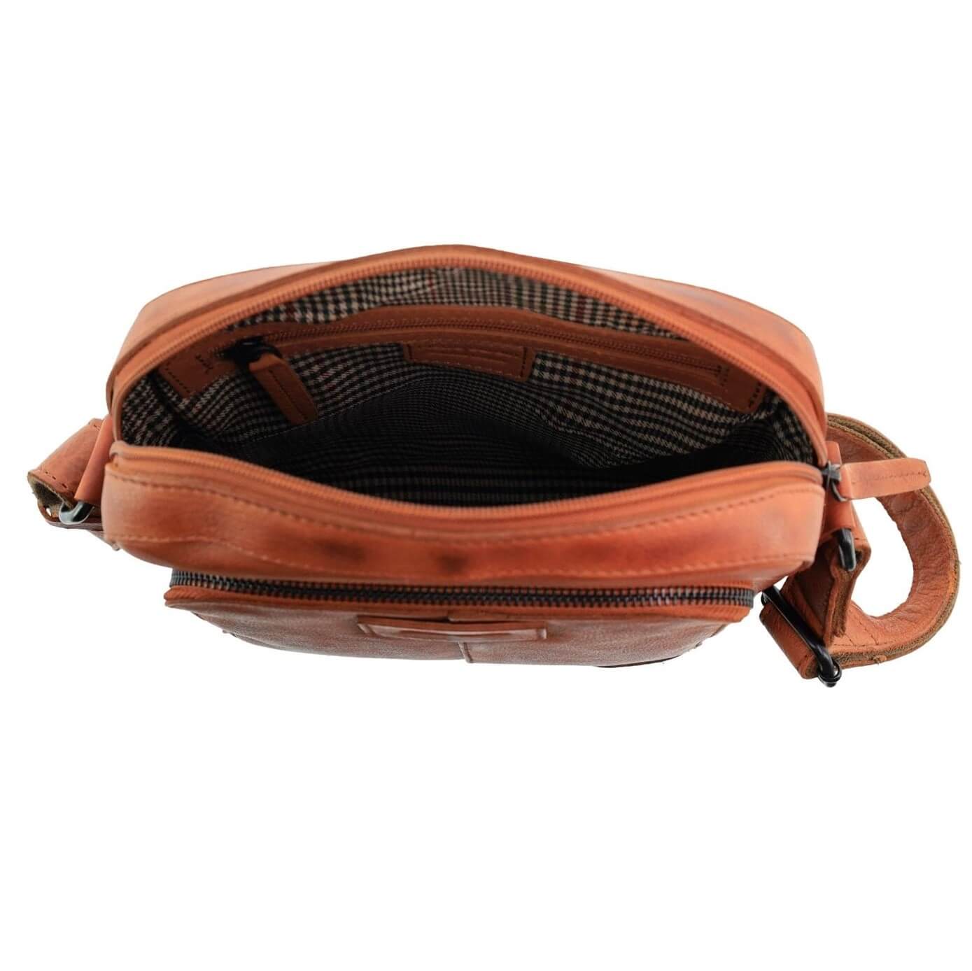 Pierre Cardin Men’s Rustic Leather Crossbody Bag in Cognac