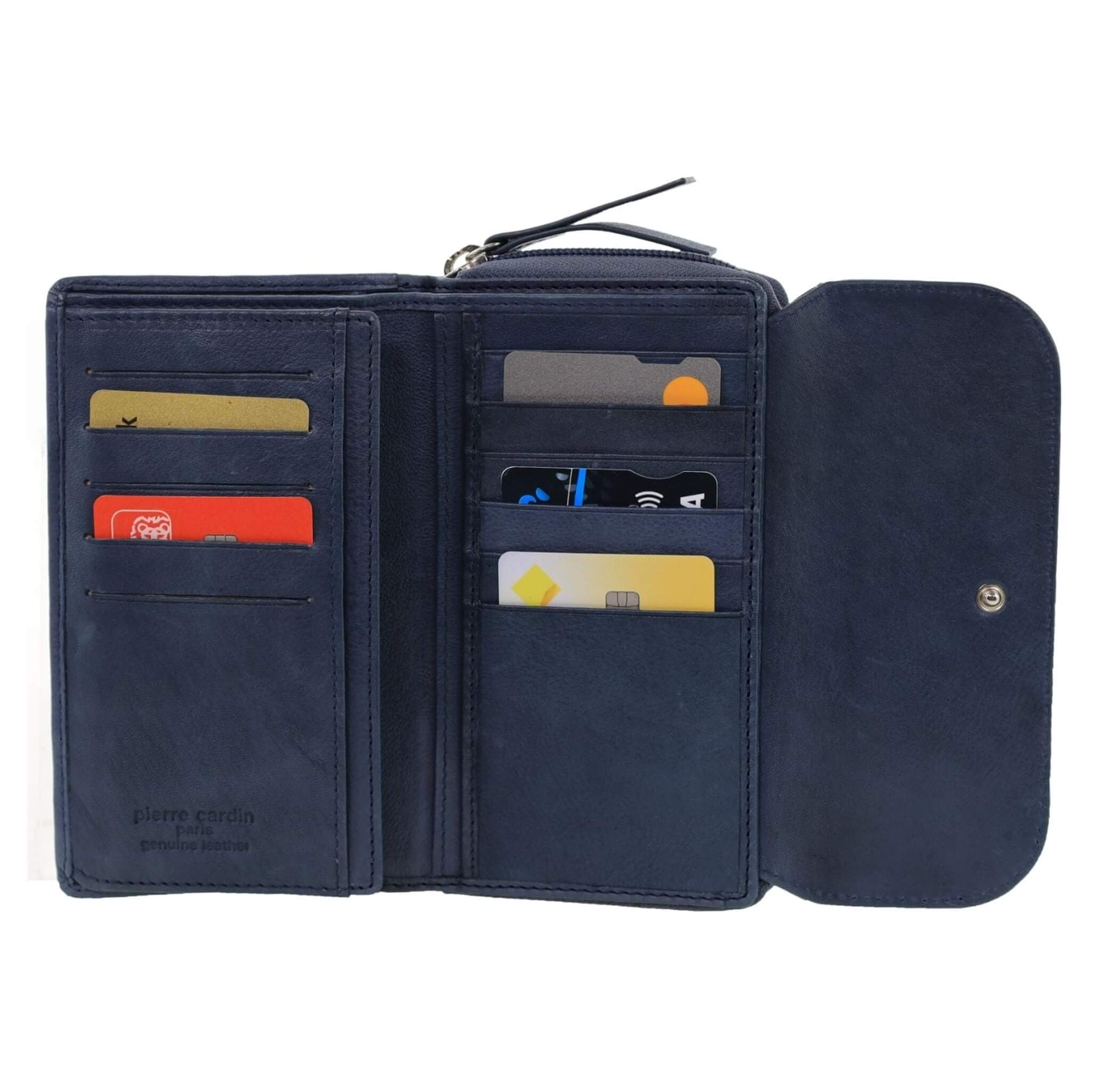 Pierre Cardin Ladies Tri-fold RFID Leather Wallet in Denum