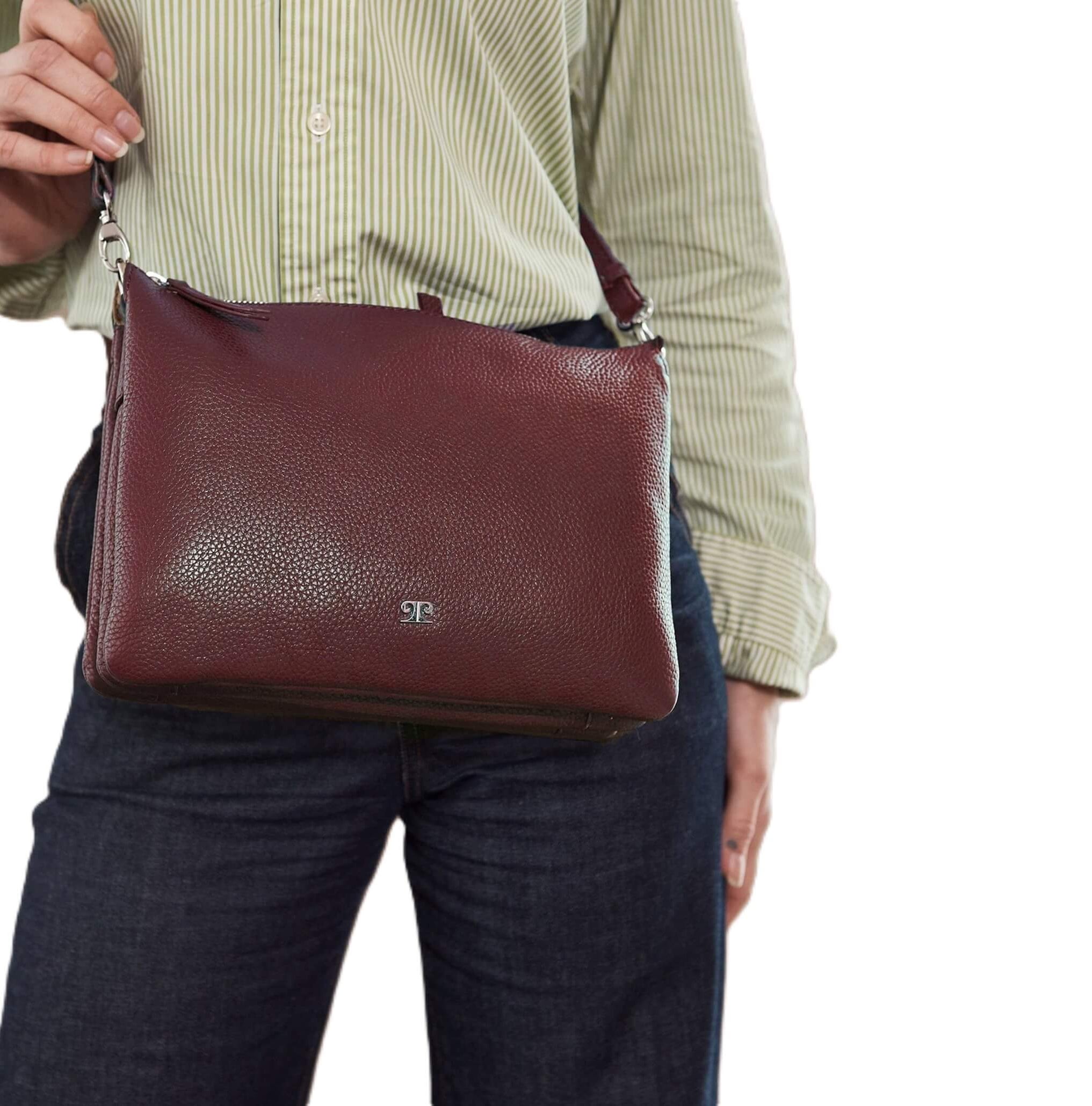 Pierre Cardin Ladies Leather Crossbody Bag in Shiraz