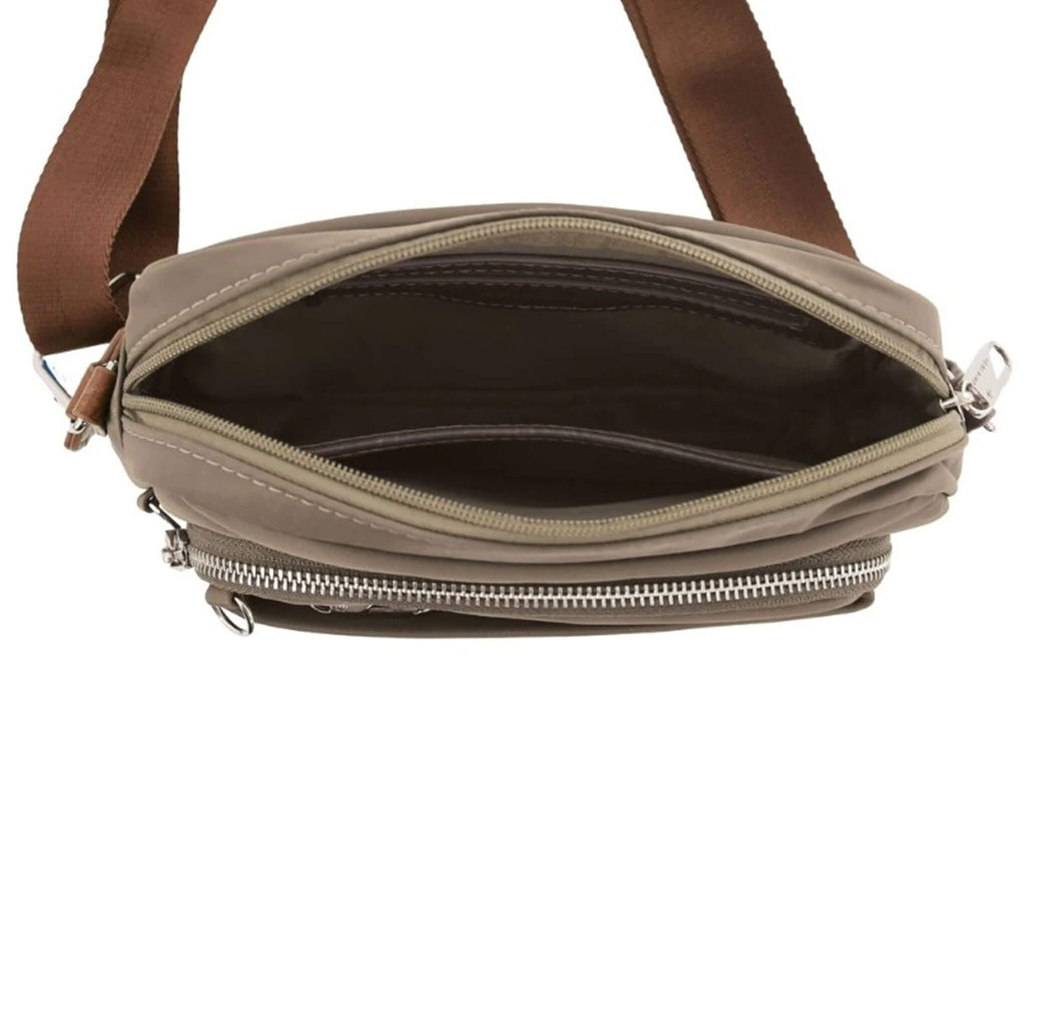 Pierre Cardin RFID Anti-Theft Nylon Crossbody Bag in Camel