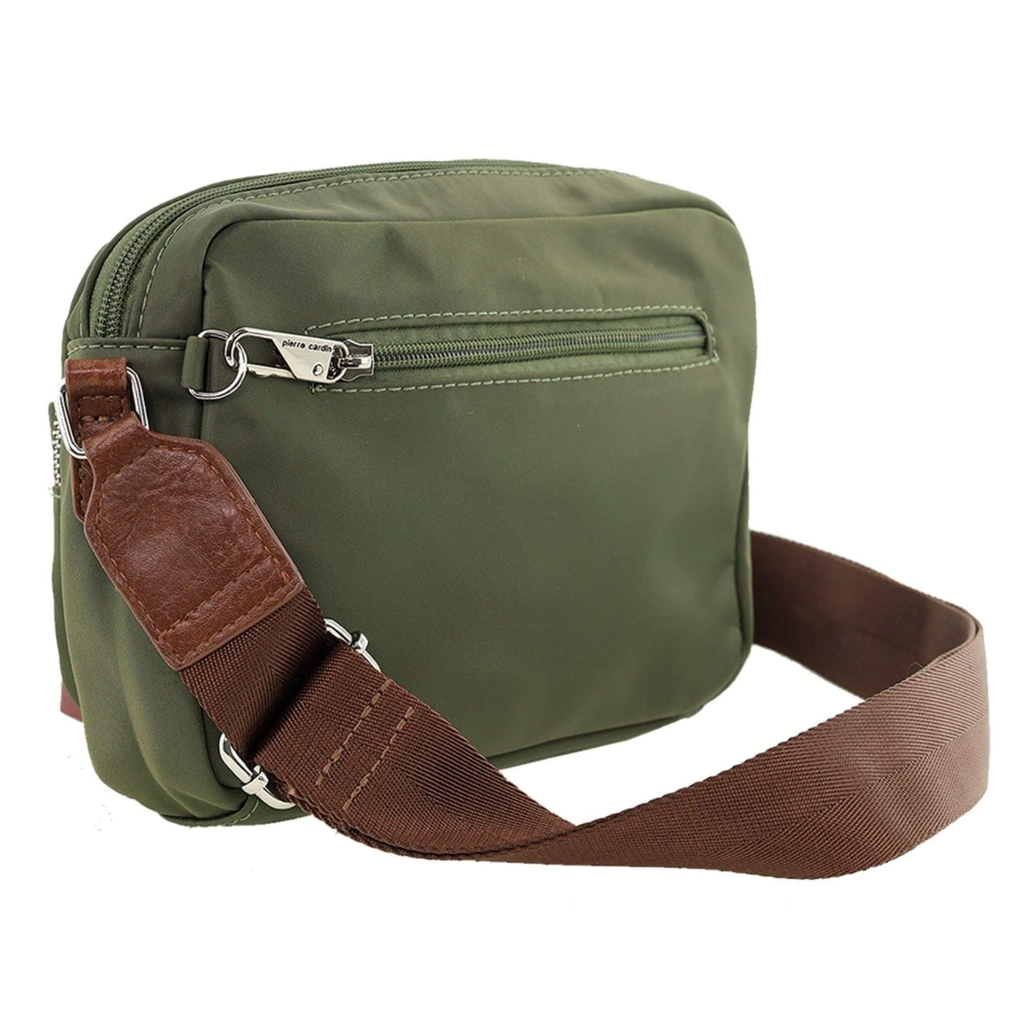 Pierre Cardin RFID Anti-Theft Nylon Crossbody Bag in Olive