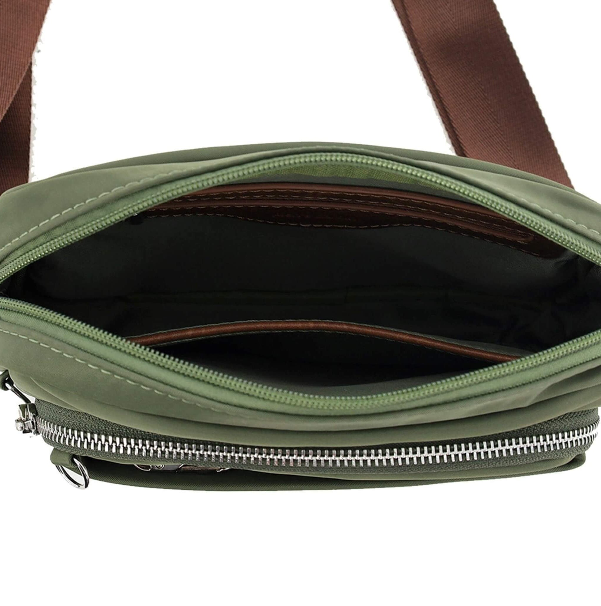 Pierre Cardin RFID Anti-Theft Nylon Crossbody Bag in Olive