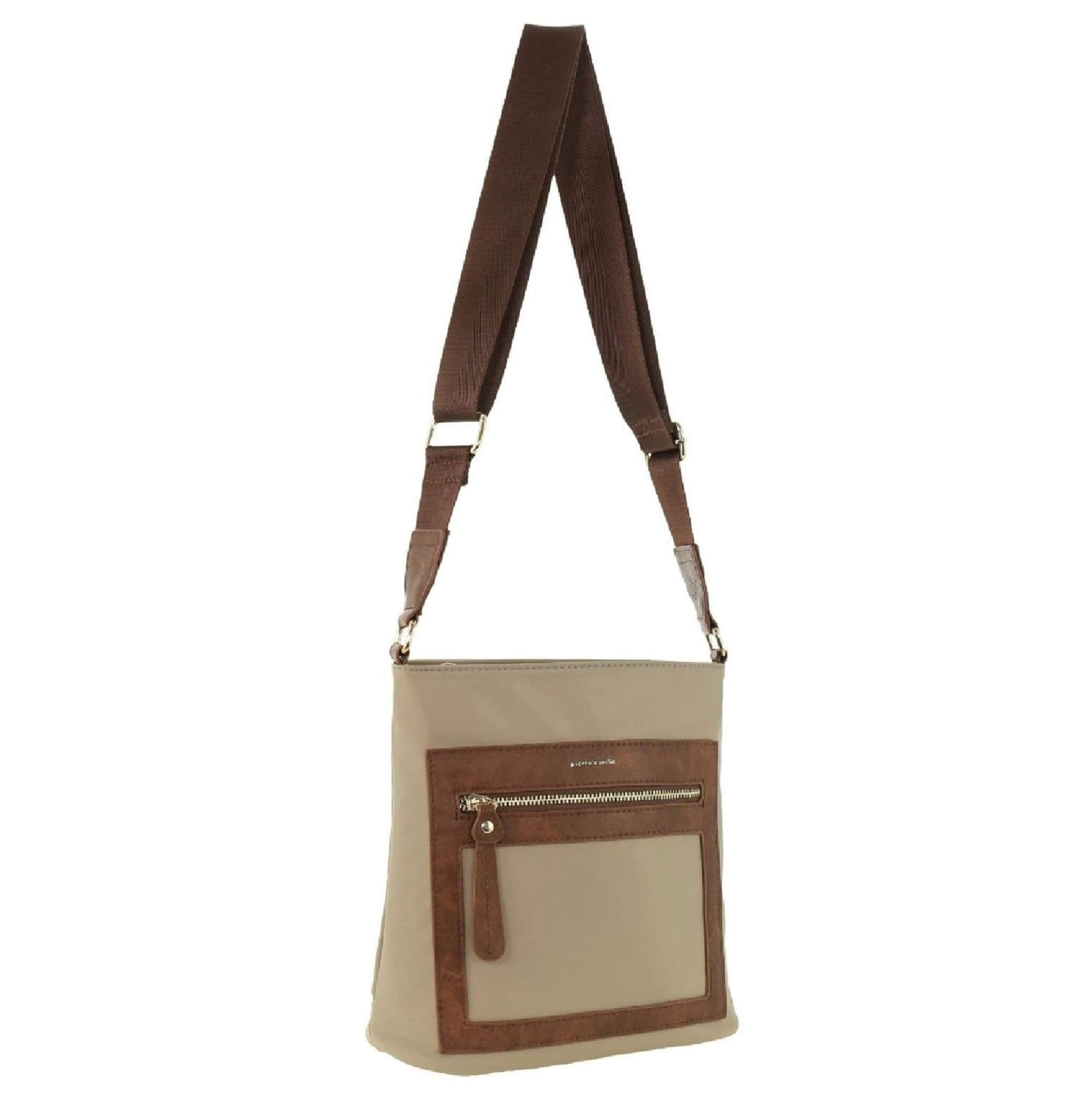 Pierre Cardin RFID Nylon Crossbody Bag In Camel