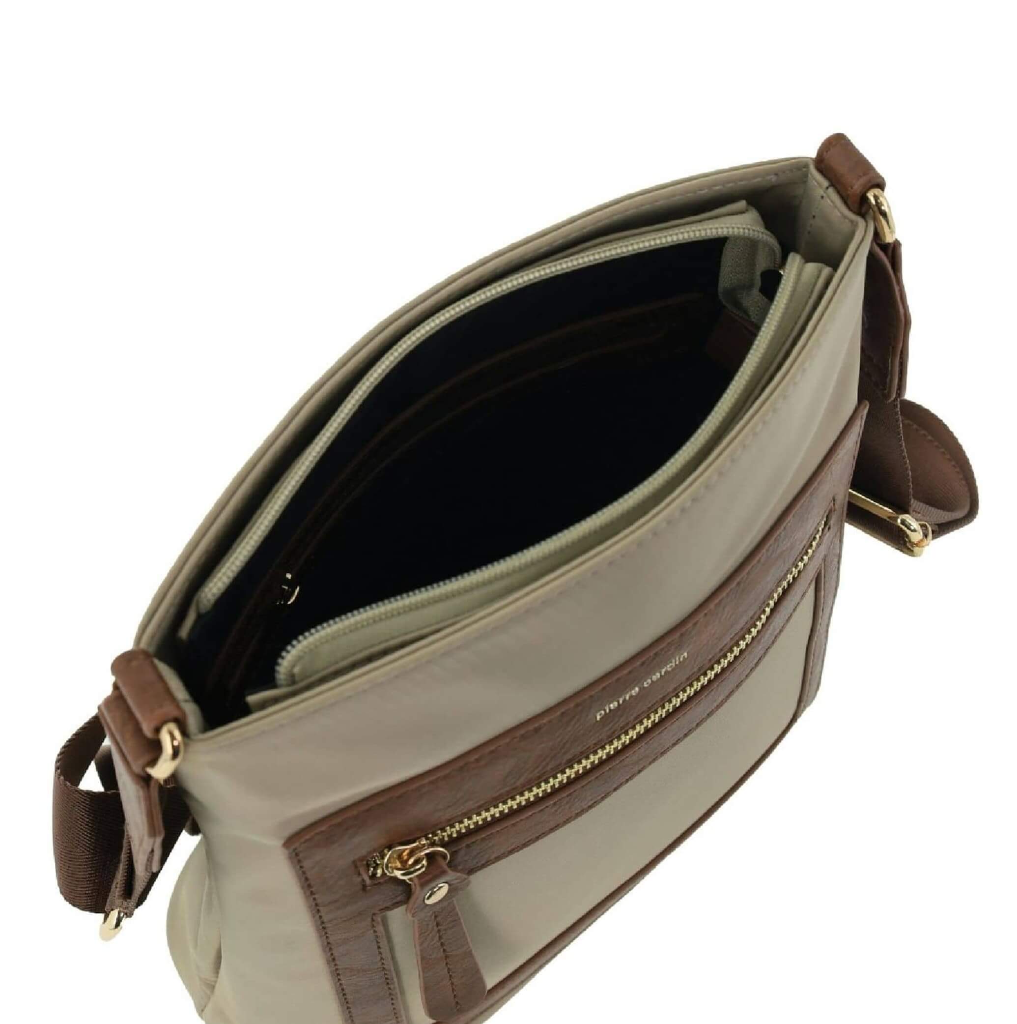 Pierre Cardin RFID Nylon Crossbody Bag In Camel