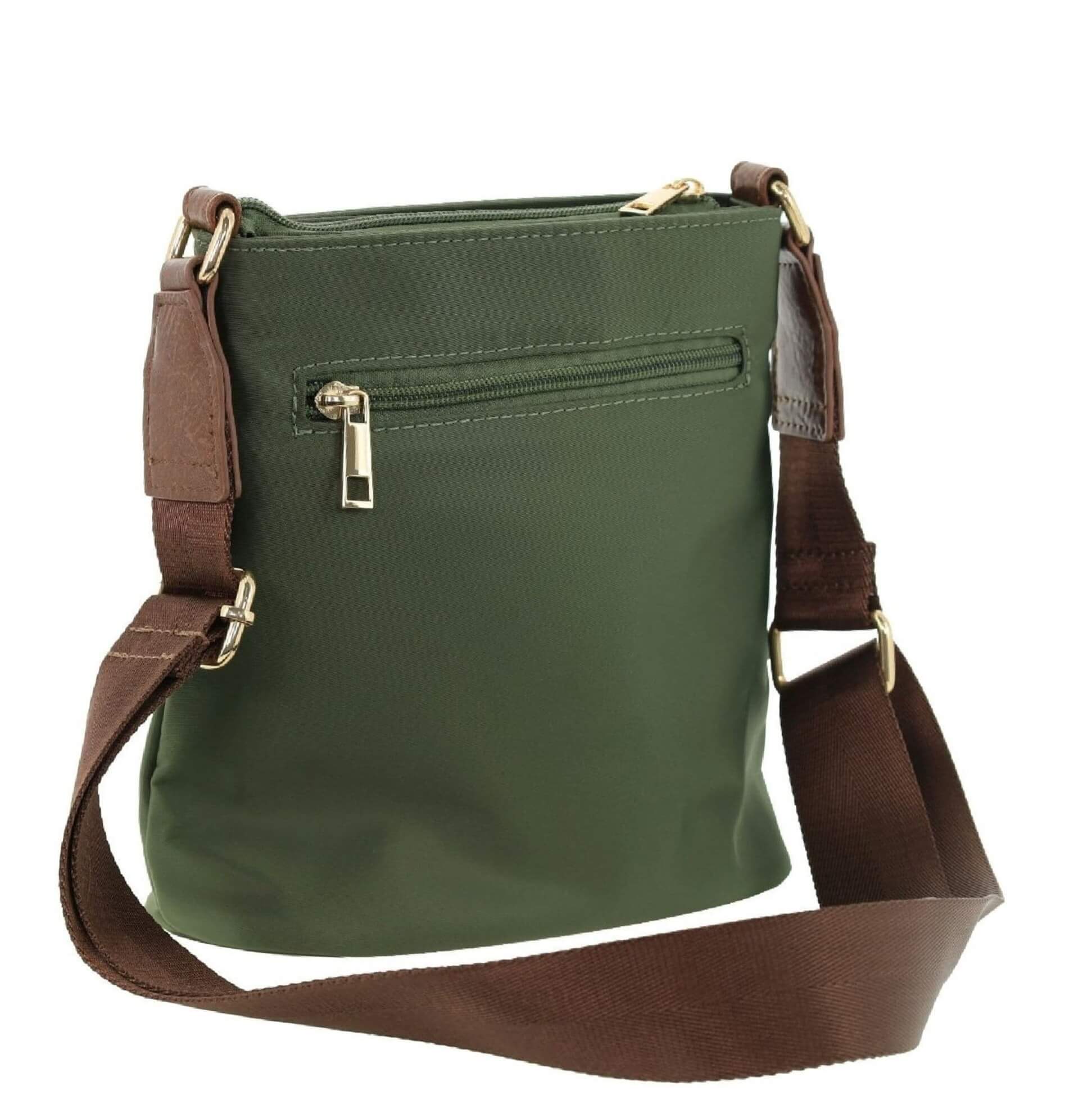 Pierre Cardin RFID Nylon Lightweight Crossbody Bag In Olive