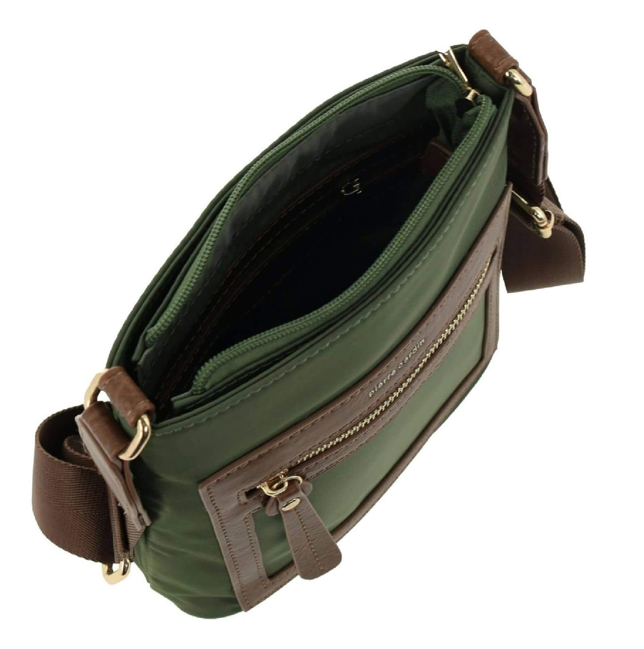 Pierre Cardin RFID Nylon Lightweight Crossbody Bag In Olive