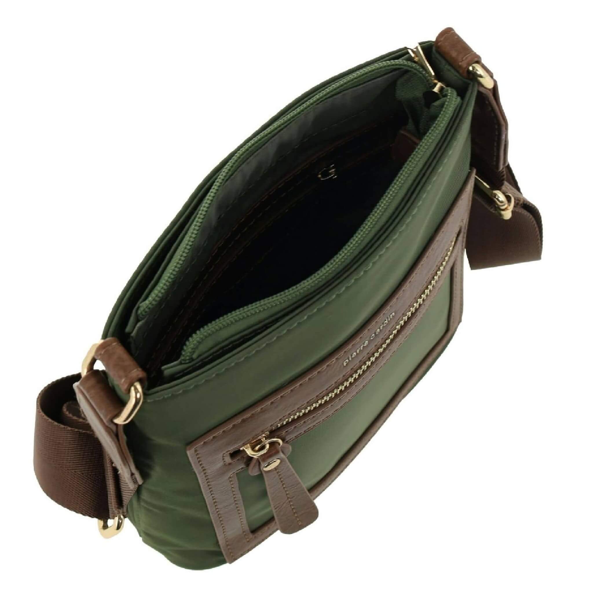 Pierre Cardin RFID Nylon Lightweight Crossbody Bag In Olive