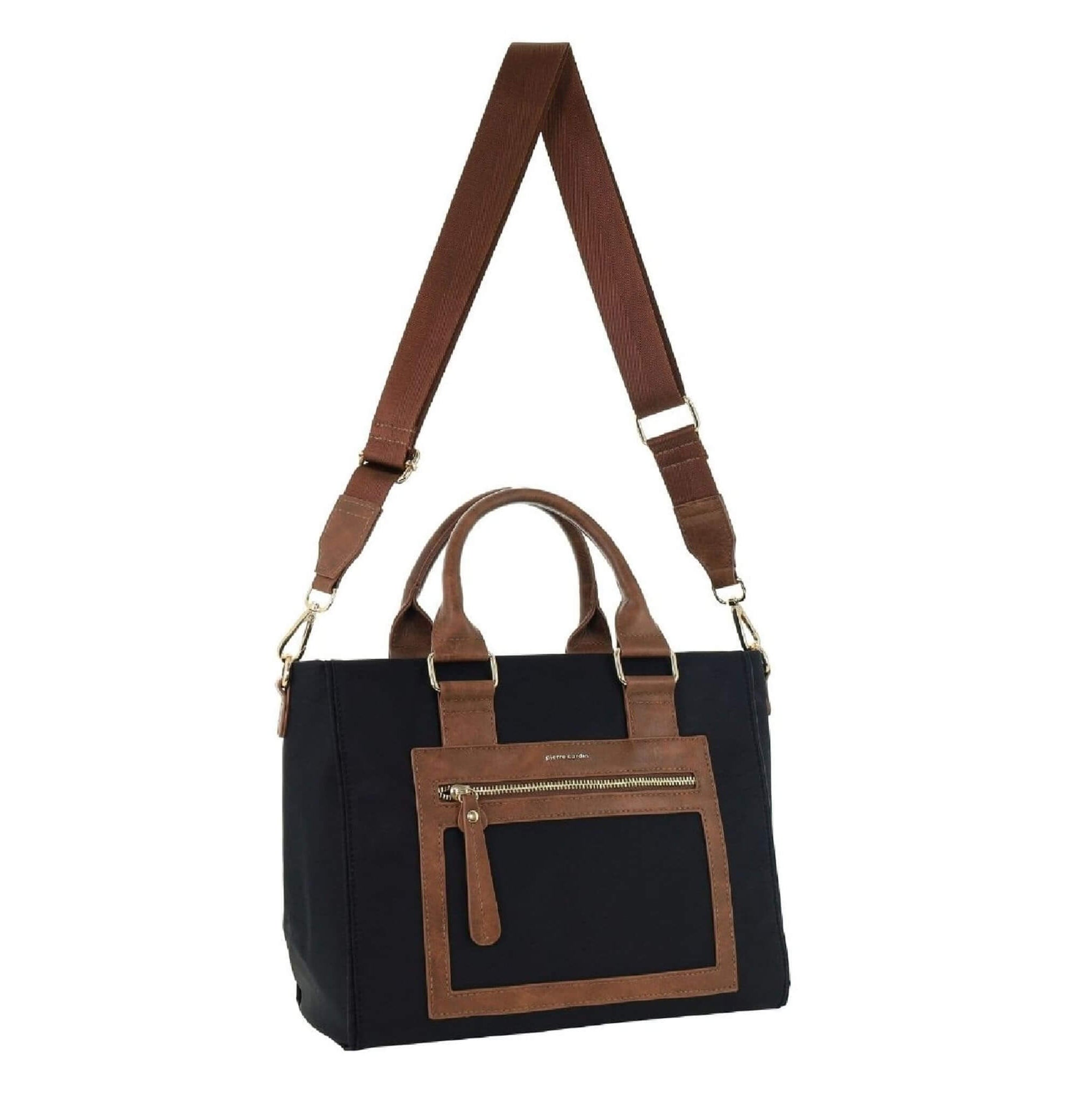 Pierre Cardin Nylon RFID Lightweight Mini Tote/Crossbody Bag In Black