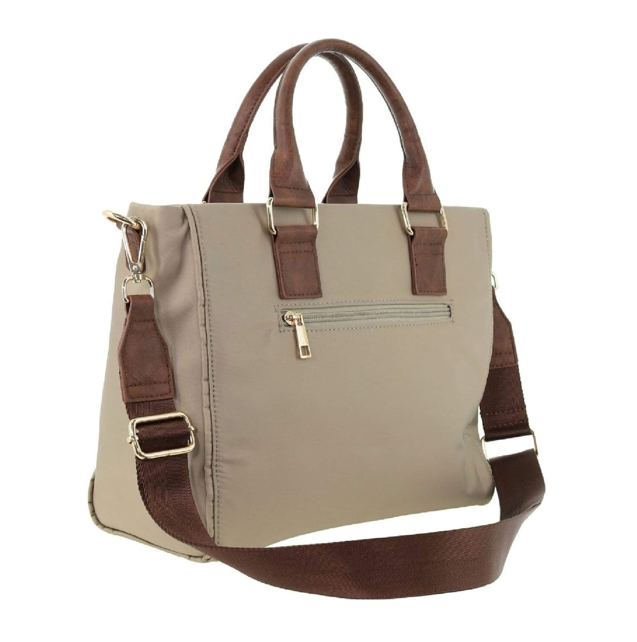 Pierre Cardin Nylon RFID Lightweight Mini Tote/Crossbody Bag In Camel