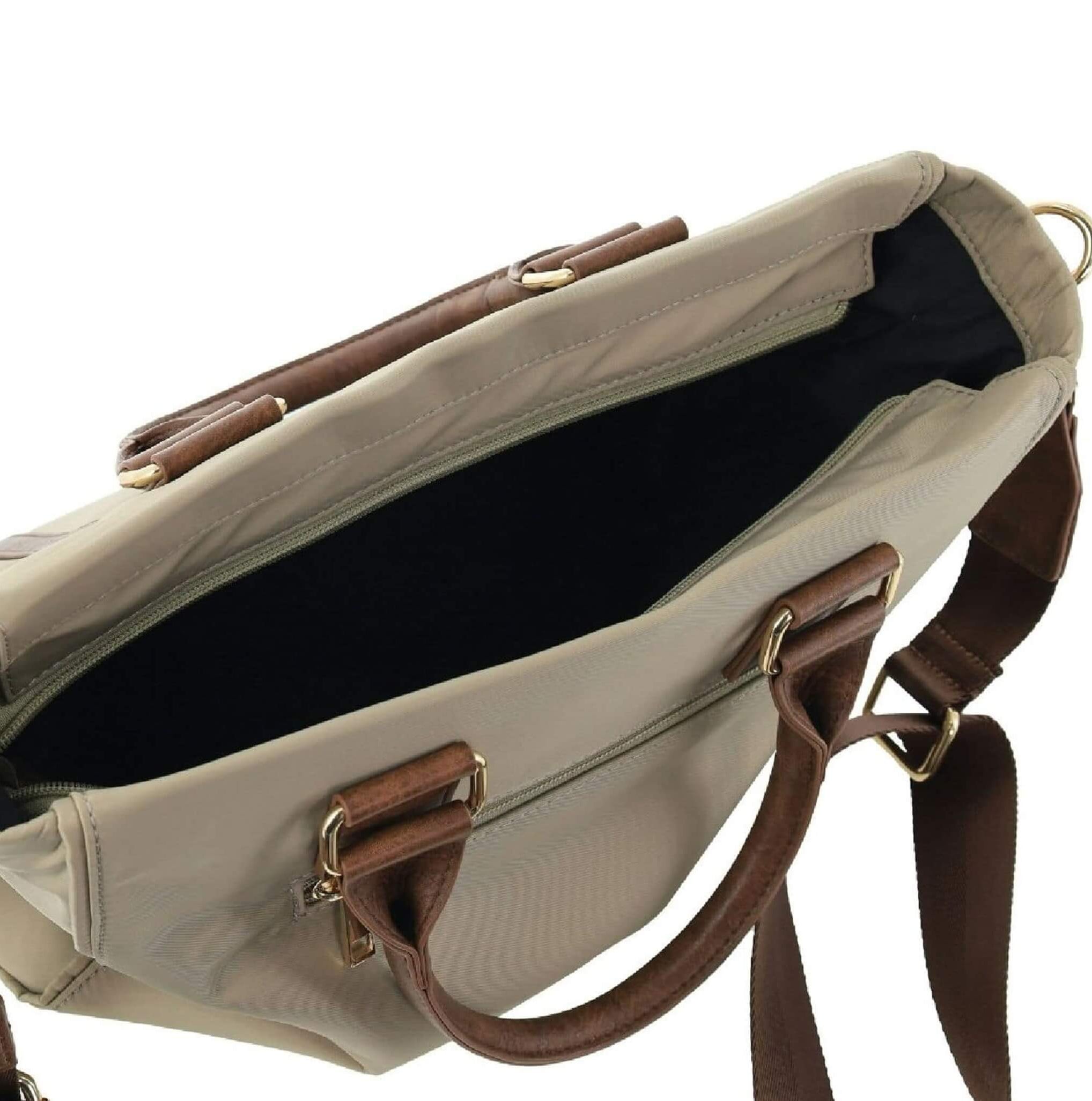 Pierre Cardin Nylon RFID Lightweight Mini Tote/Crossbody Bag In Camel