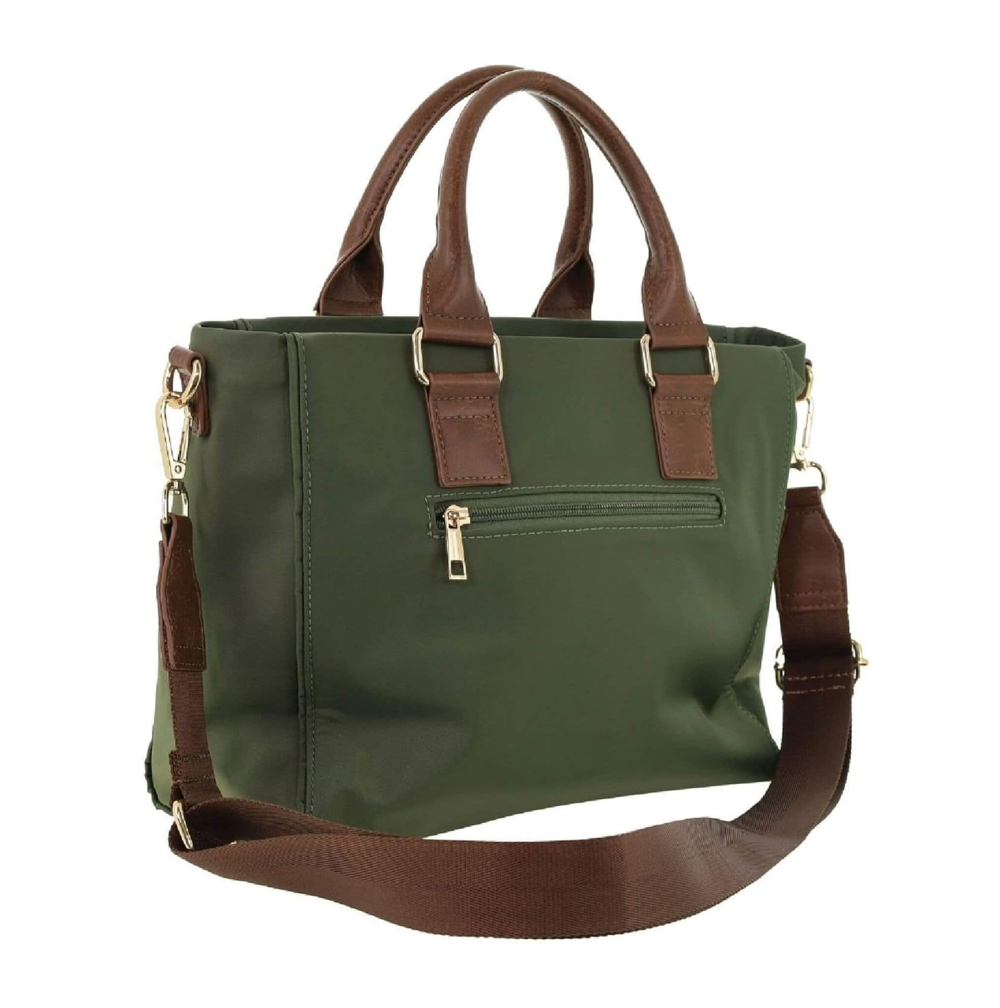 Pierre Cardin Nylon RFID Lightweight Tote/Crossbody Bag In Olive