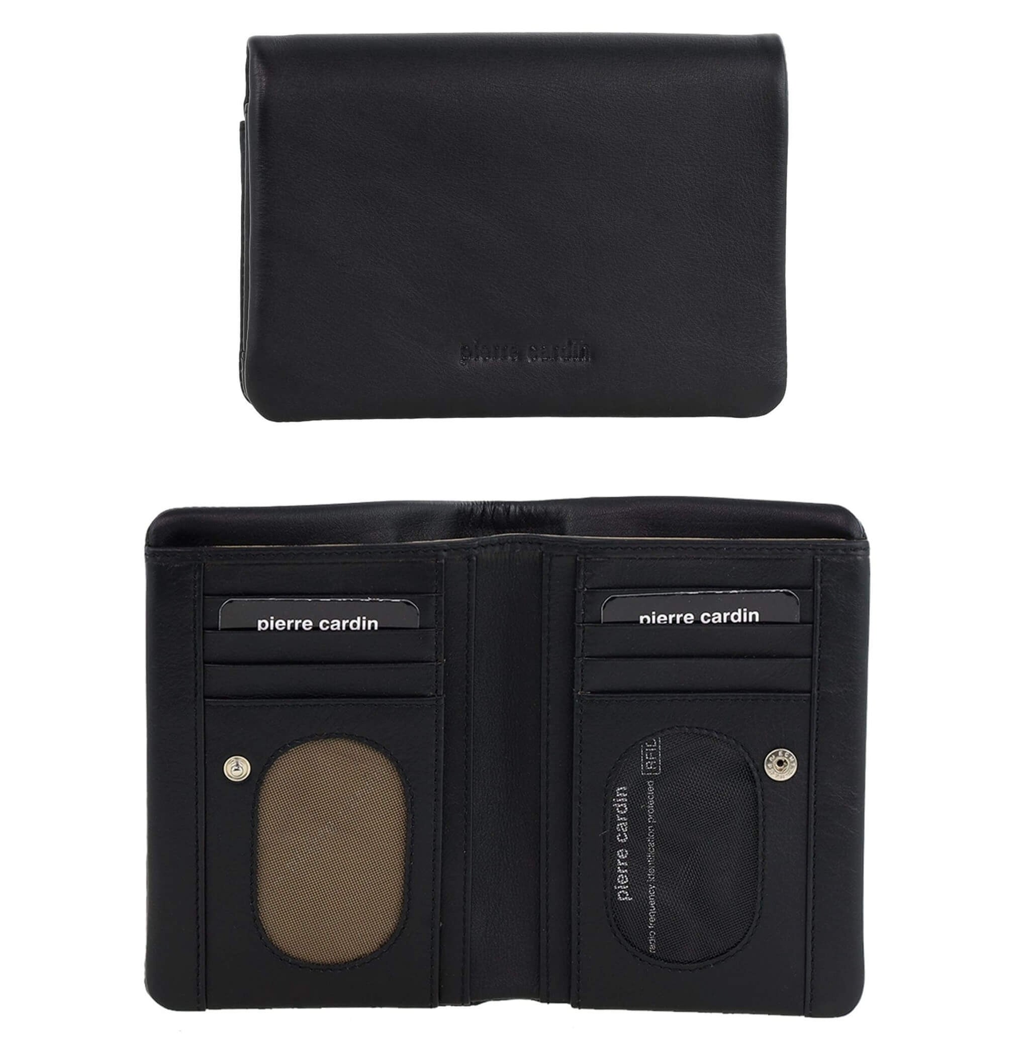 Pierre Cardin Ladies Leather Bi-fold Wallet in Black