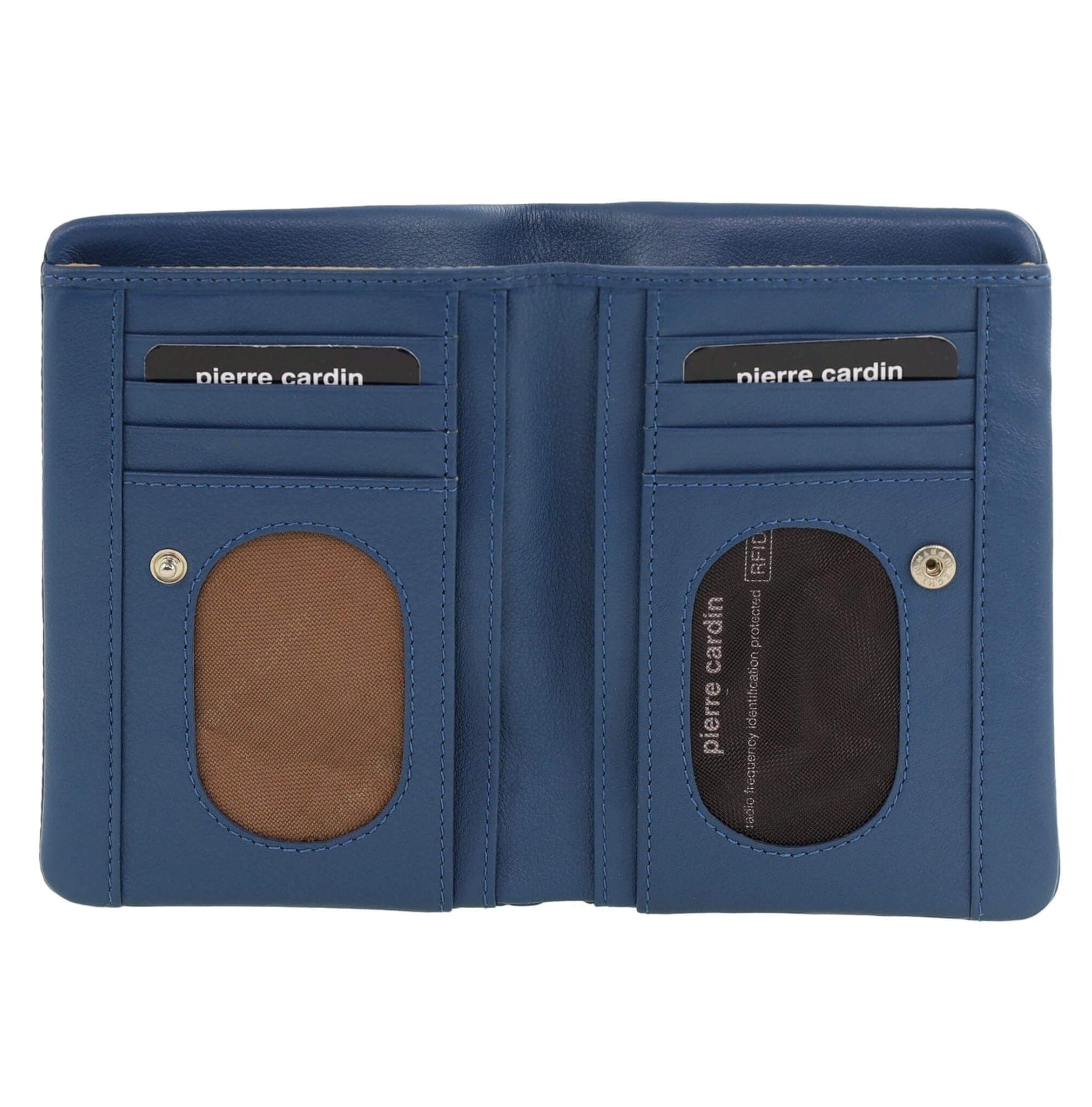 Pierre Cardin Ladies Leather Bi-fold Wallet in Blue