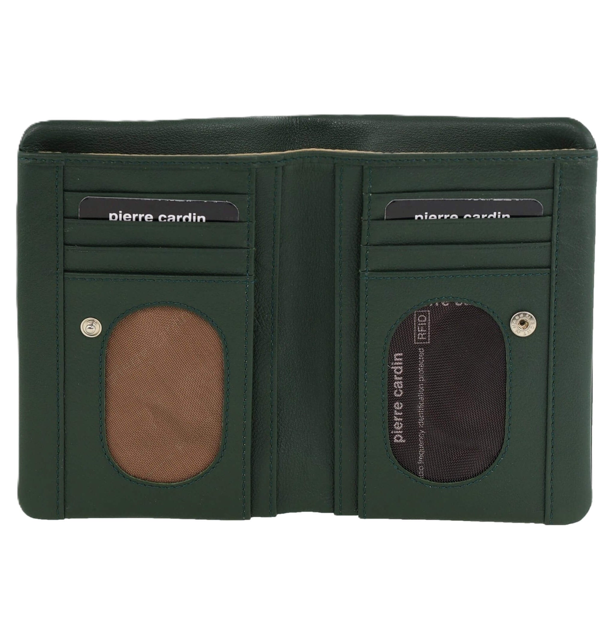 Pierre Cardin Ladies Leather Bi-fold Wallet in Green