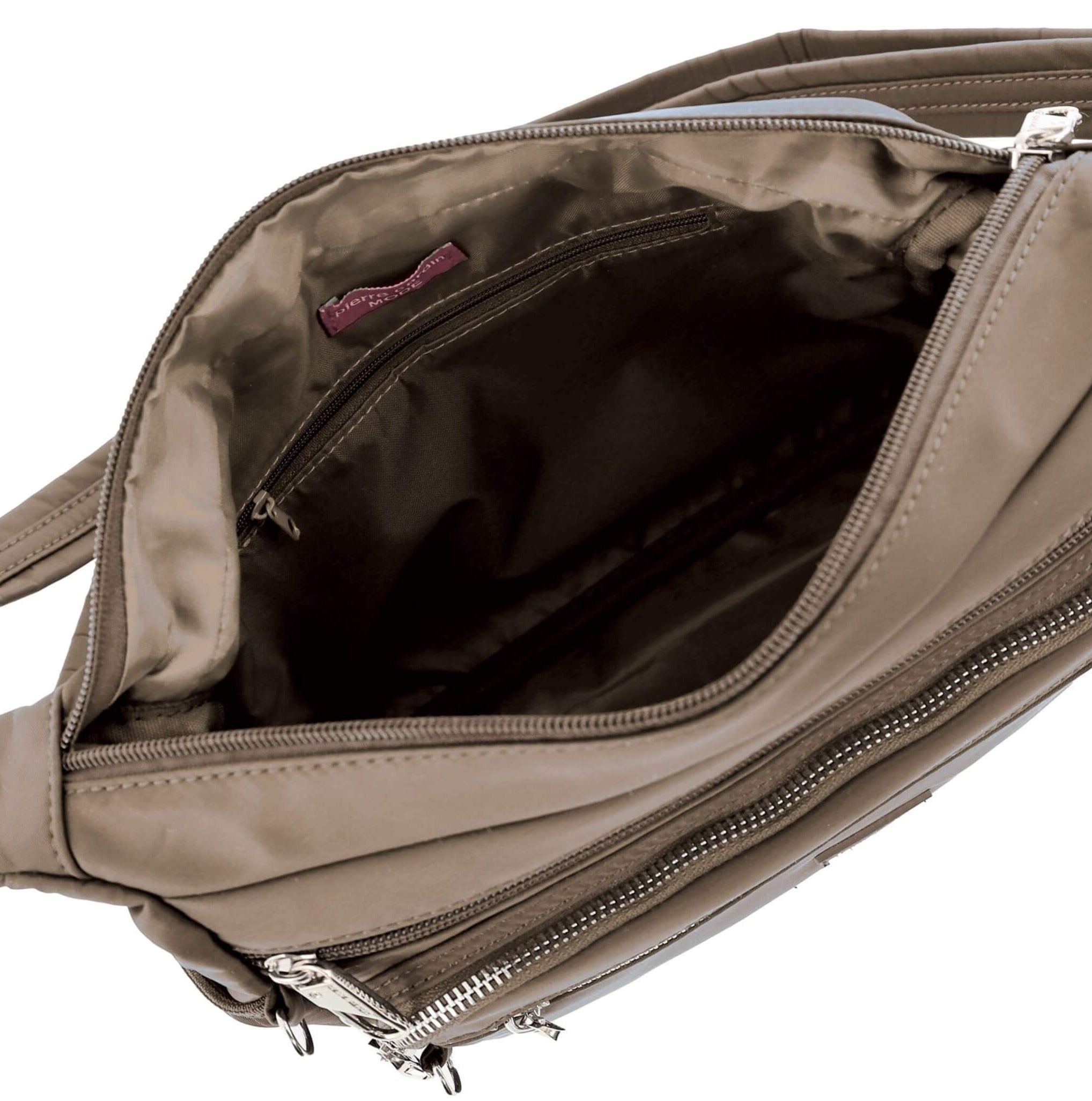 Pierre Cardin RFID Anti-Theft Nylon Crossbody Bag In Camel