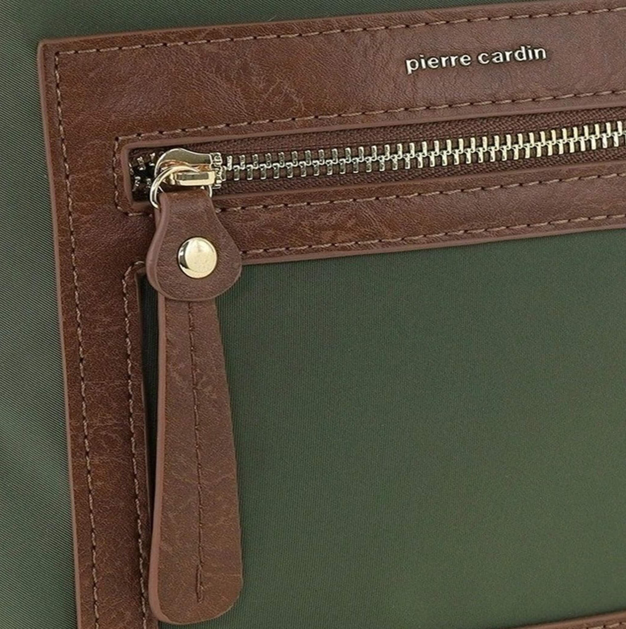 Pierre Cardin RFID Nylon Lightweight Crossbody Bag In Olive