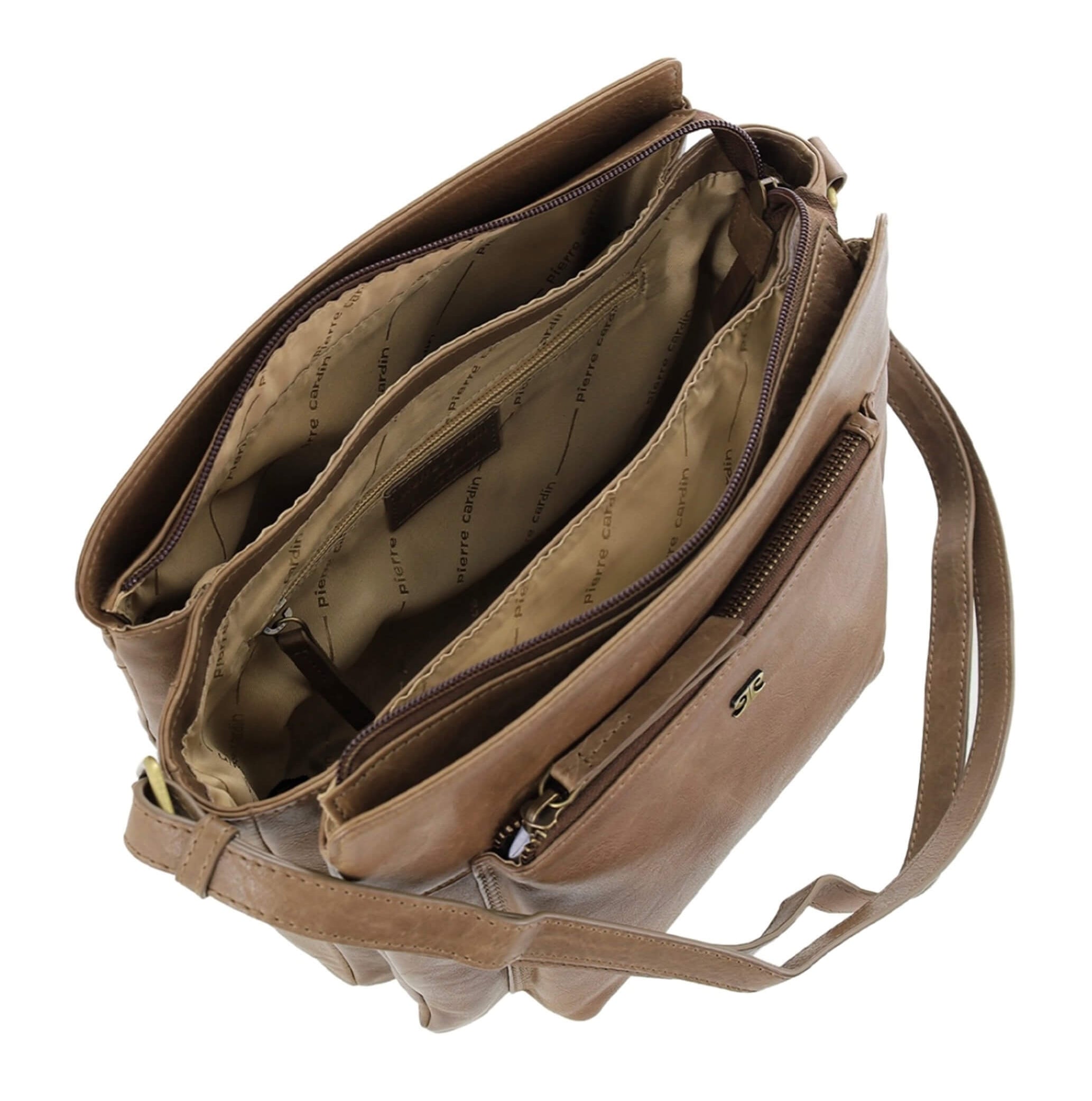 Pierre Cardin Unisex Italian Leather Crossbody Bag In Oak