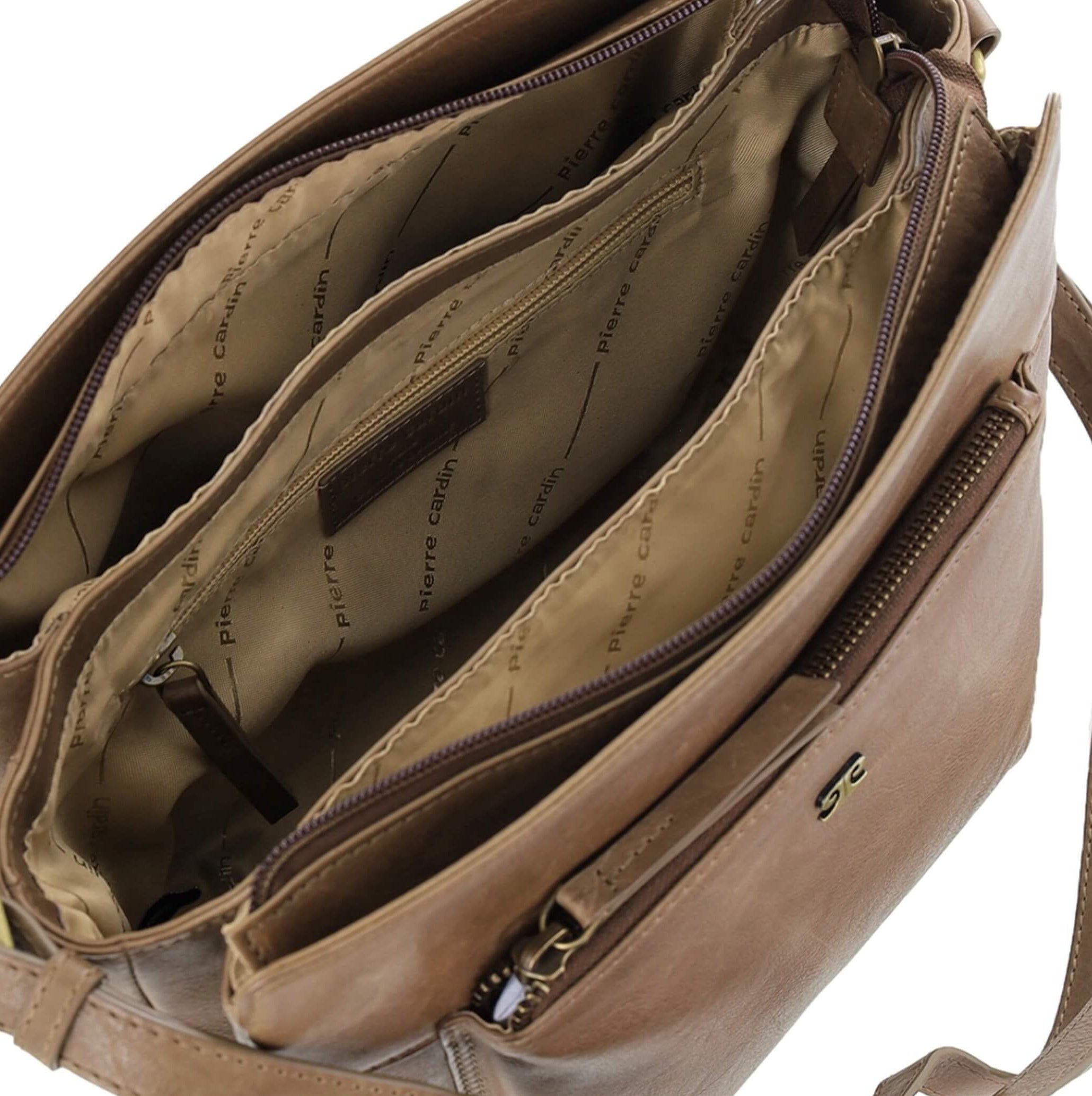 Pierre Cardin Unisex Italian Leather Crossbody Bag In Oak