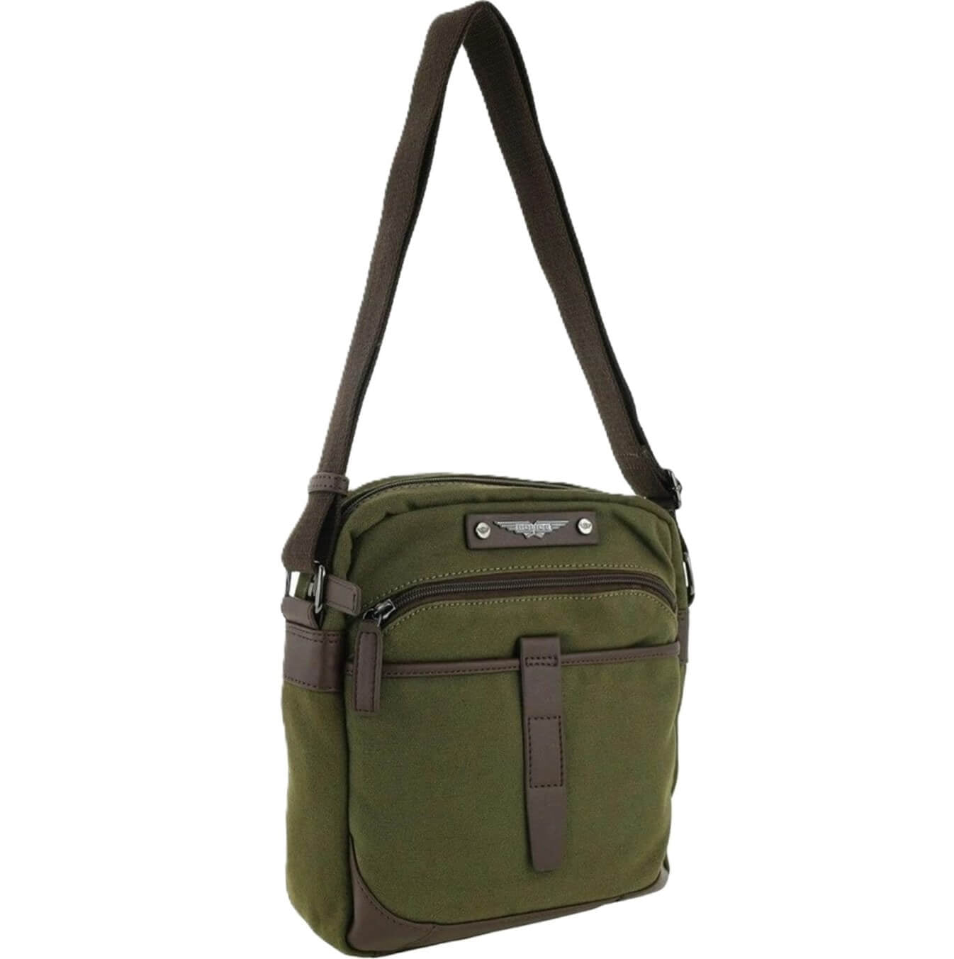 Police Rustic Canvas Men's Crossbody Bag in Dark Olive