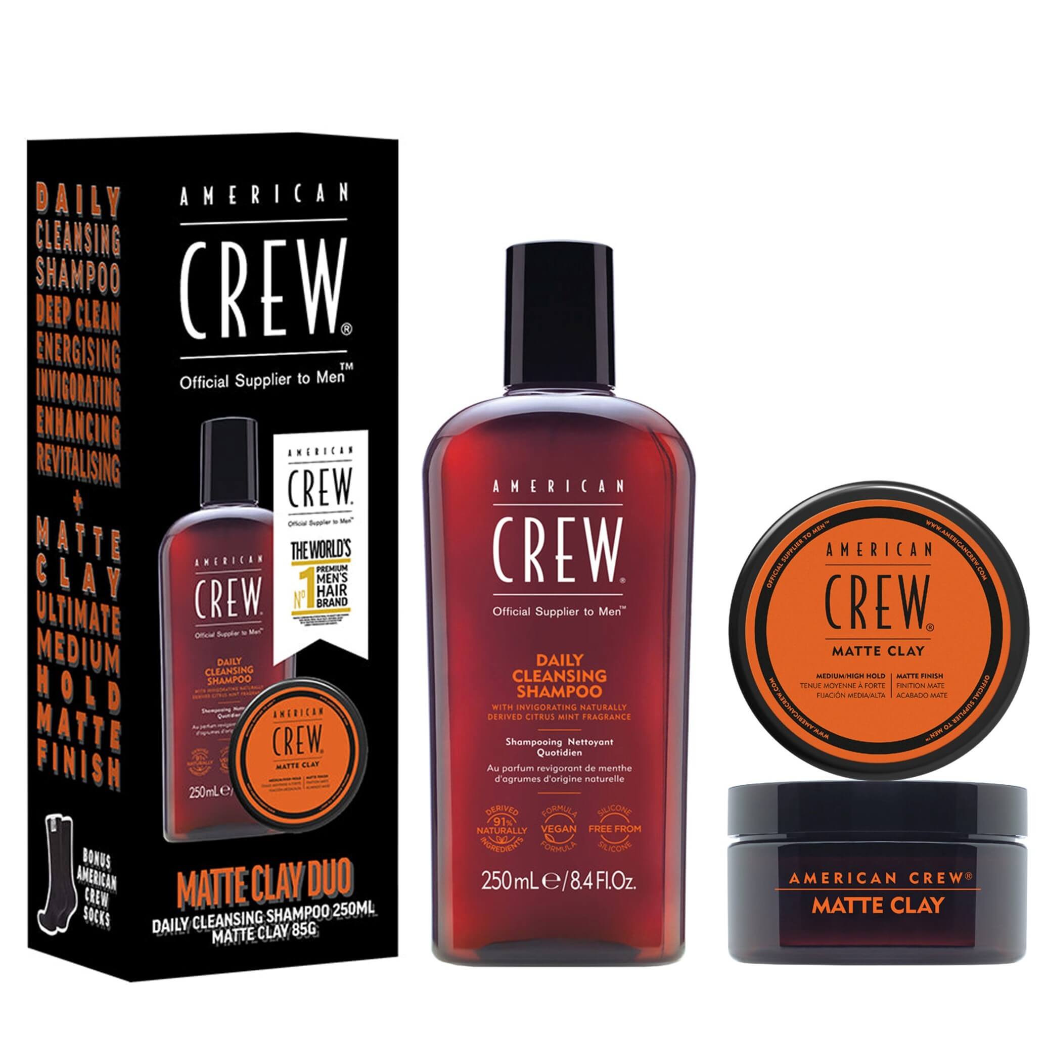 American Crew Matte Clay + Cleansing S-poo Duo Set