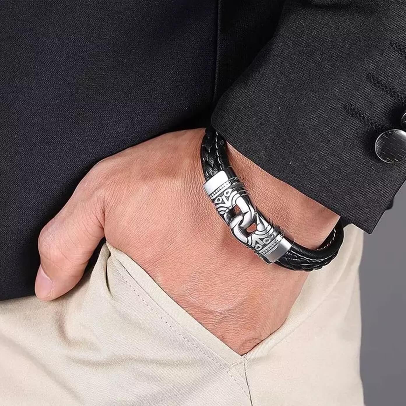 Black Artistic Leather Bracelet