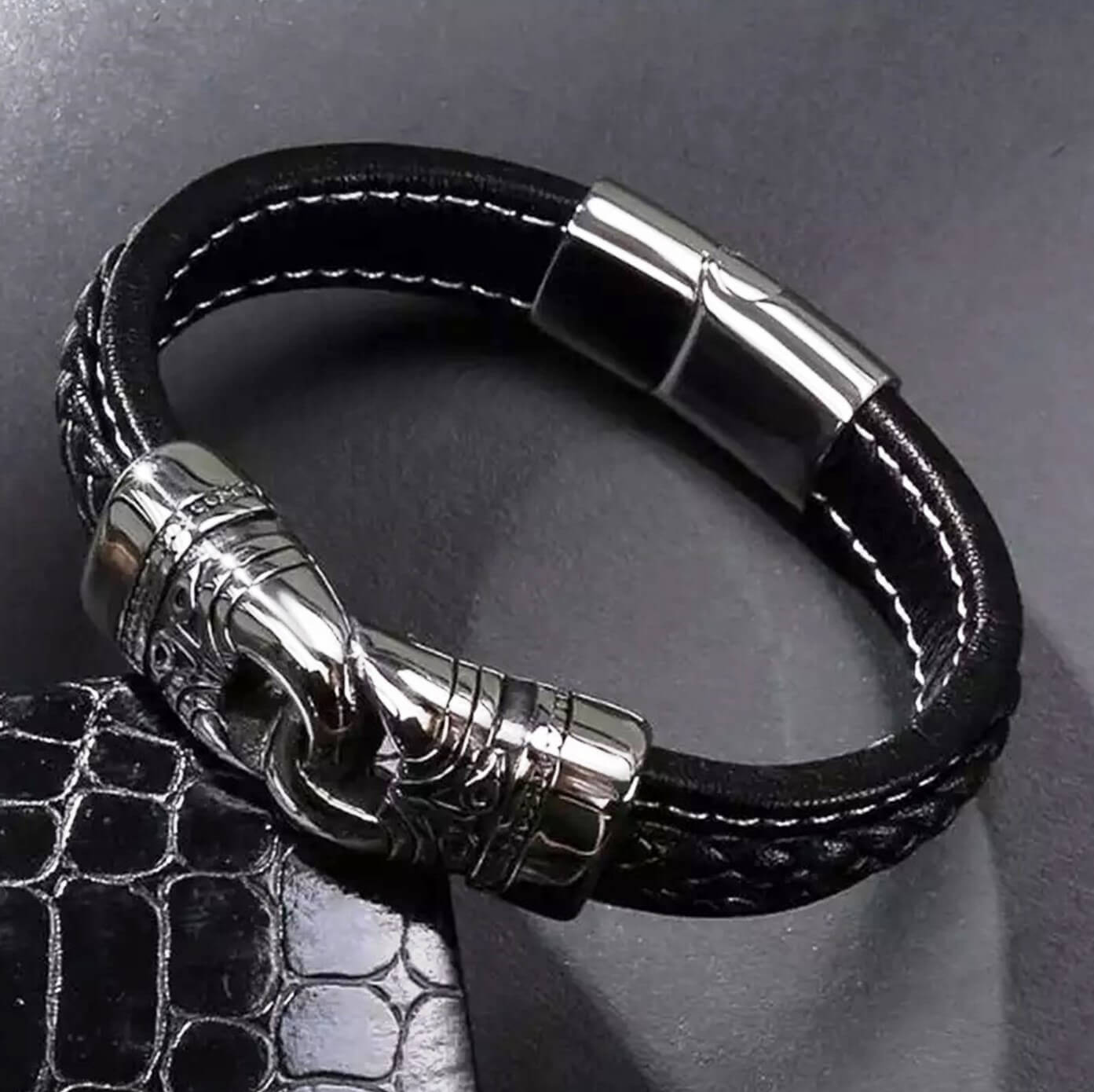 Black Artistic Leather Bracelet