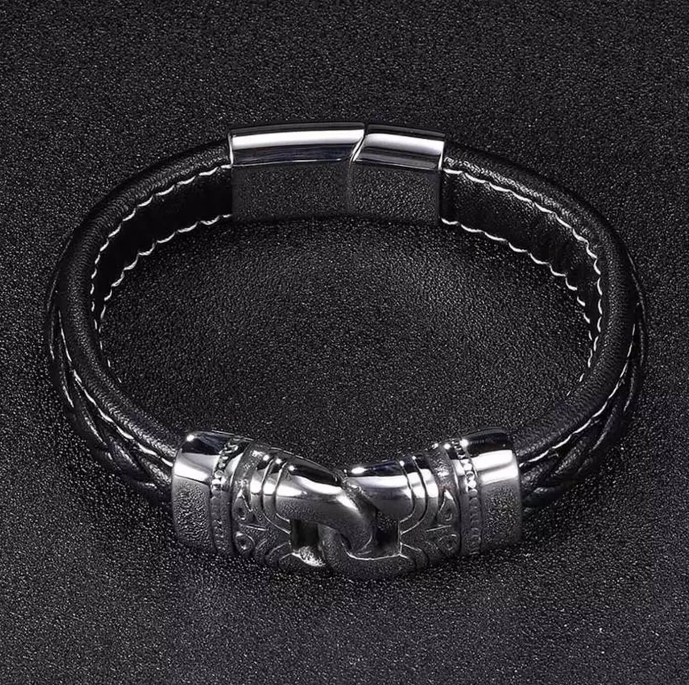 Black Artistic Leather Bracelet