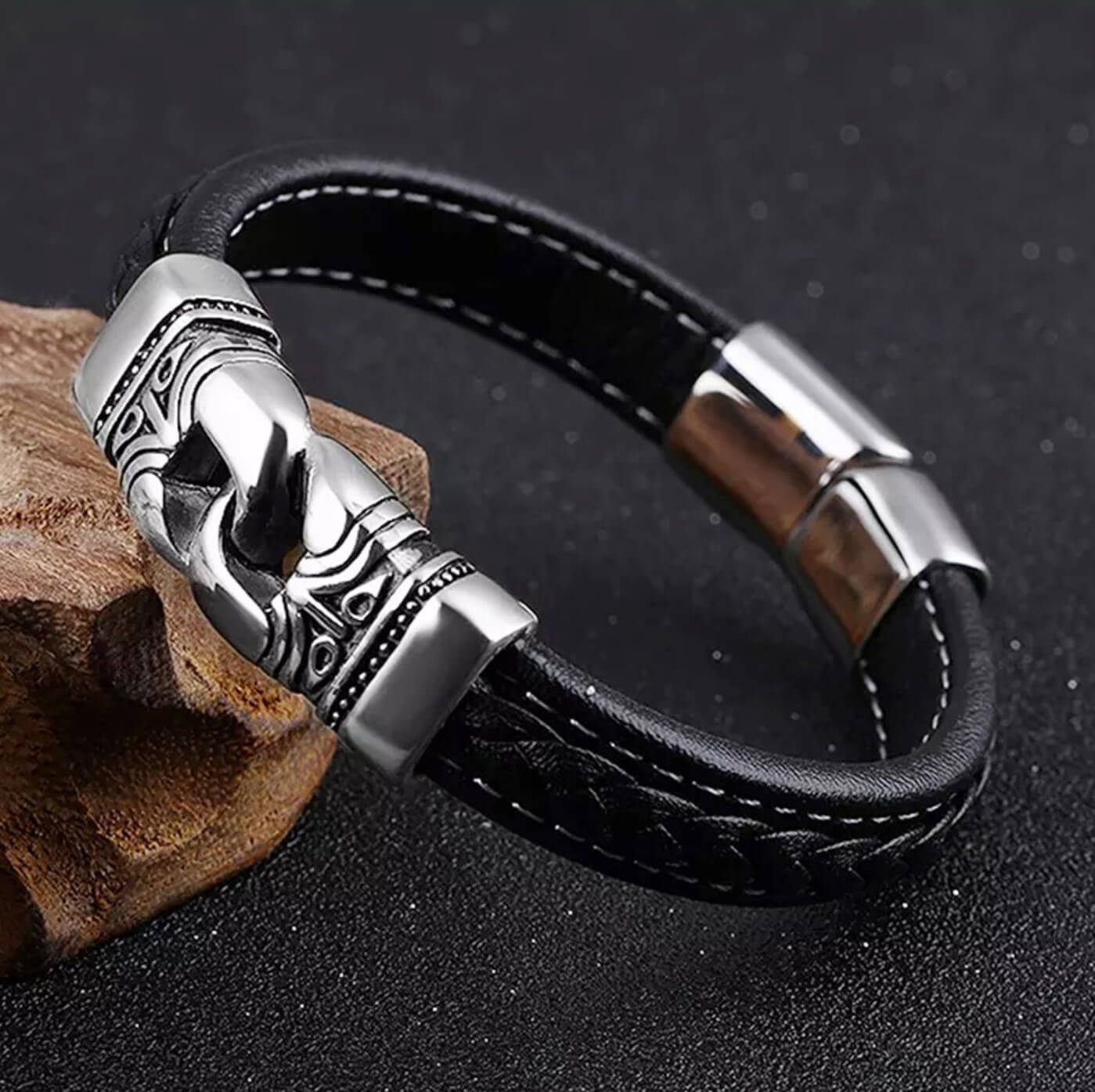 Black Artistic Leather Bracelet