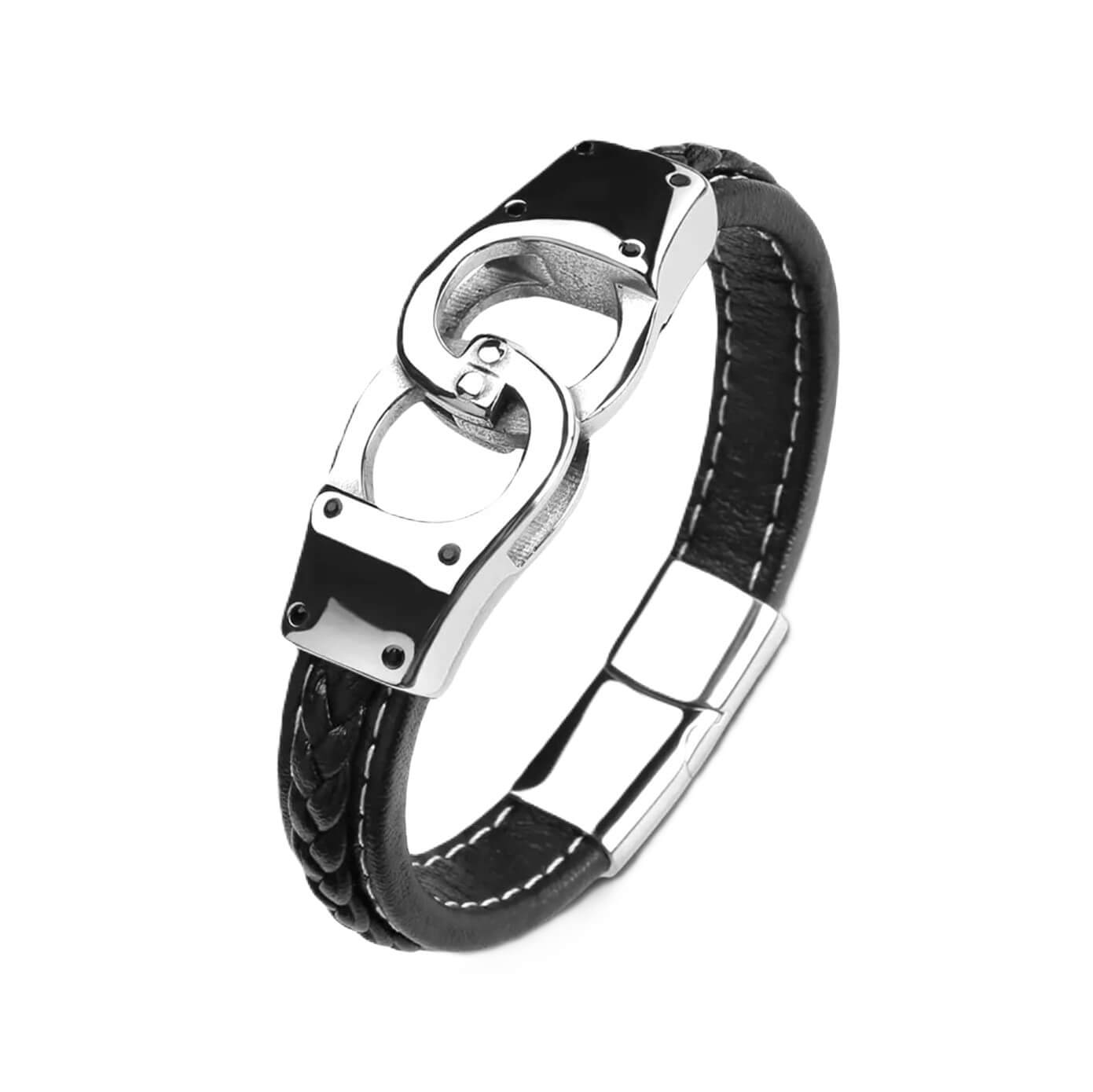 Mens Cuff Connection Leather Bracelet
