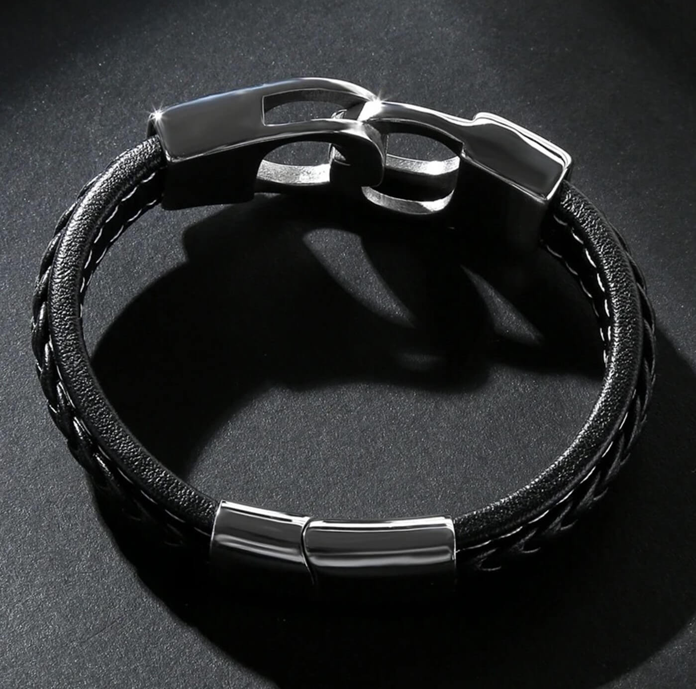 Mens Cuff Connection Leather Bracelet