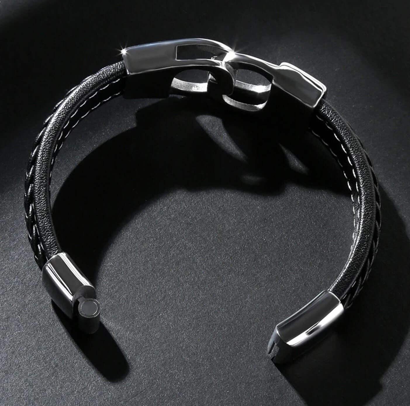 Mens Cuff Connection Leather Bracelet