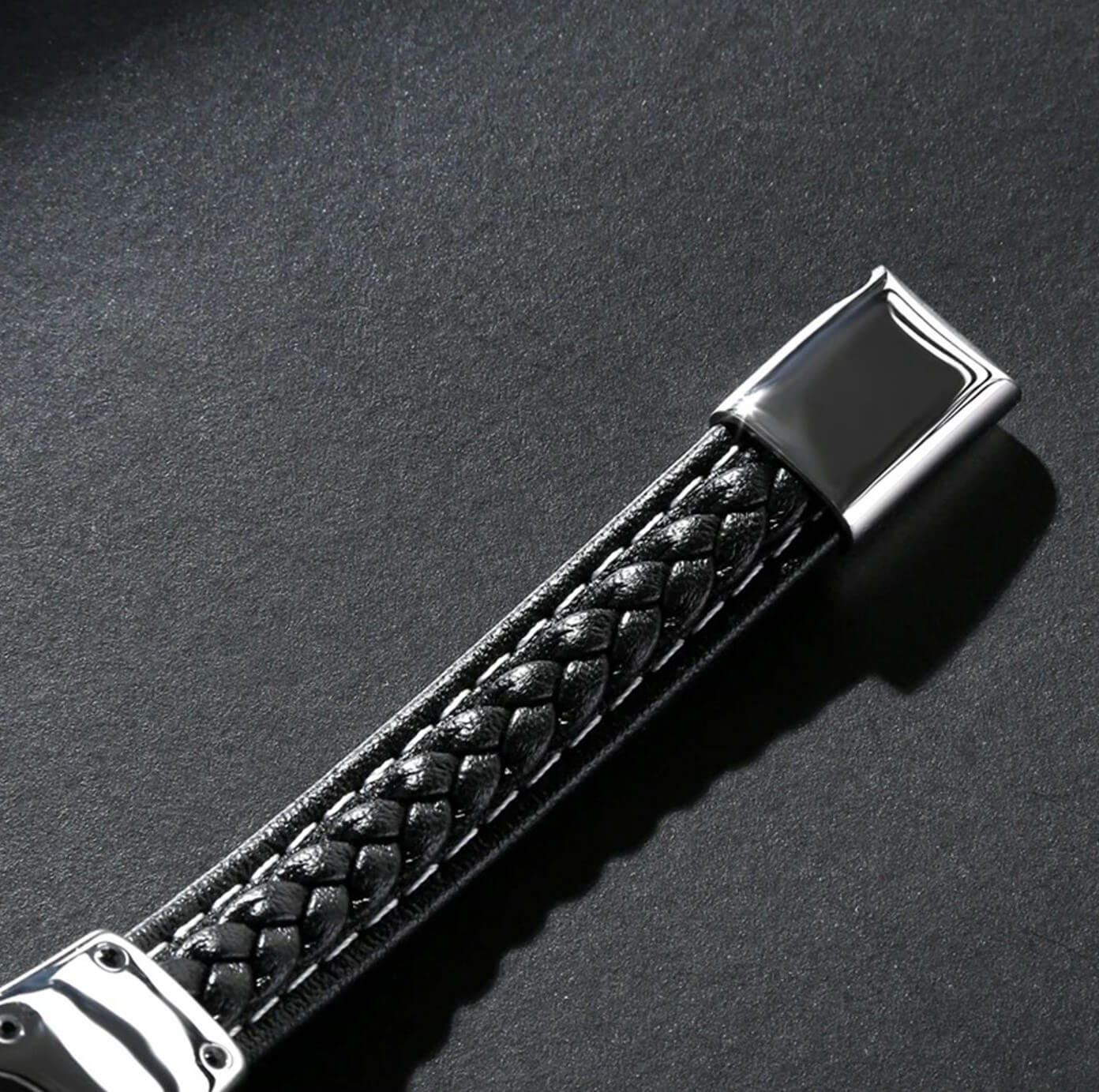 Mens Cuff Connection Leather Bracelet