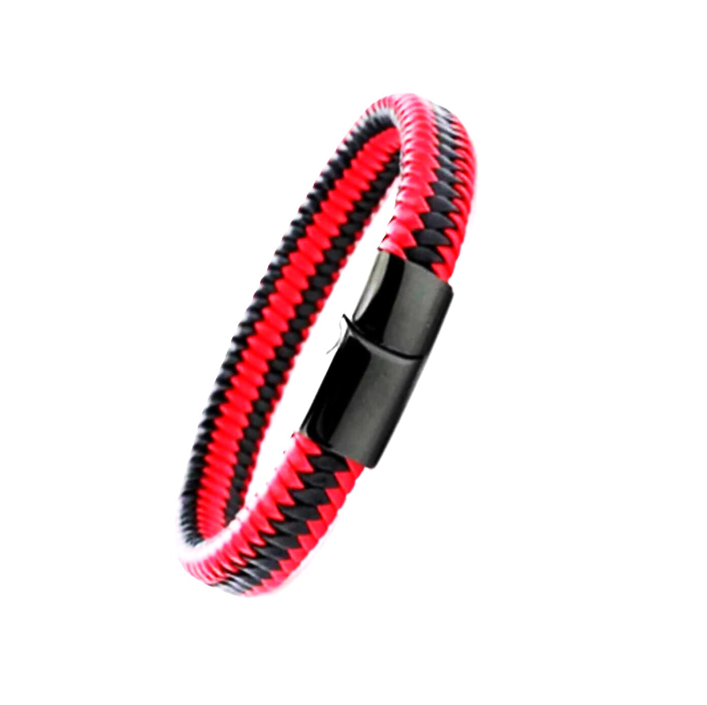 Unisex Zebra Leather Bracelet/Red-Black