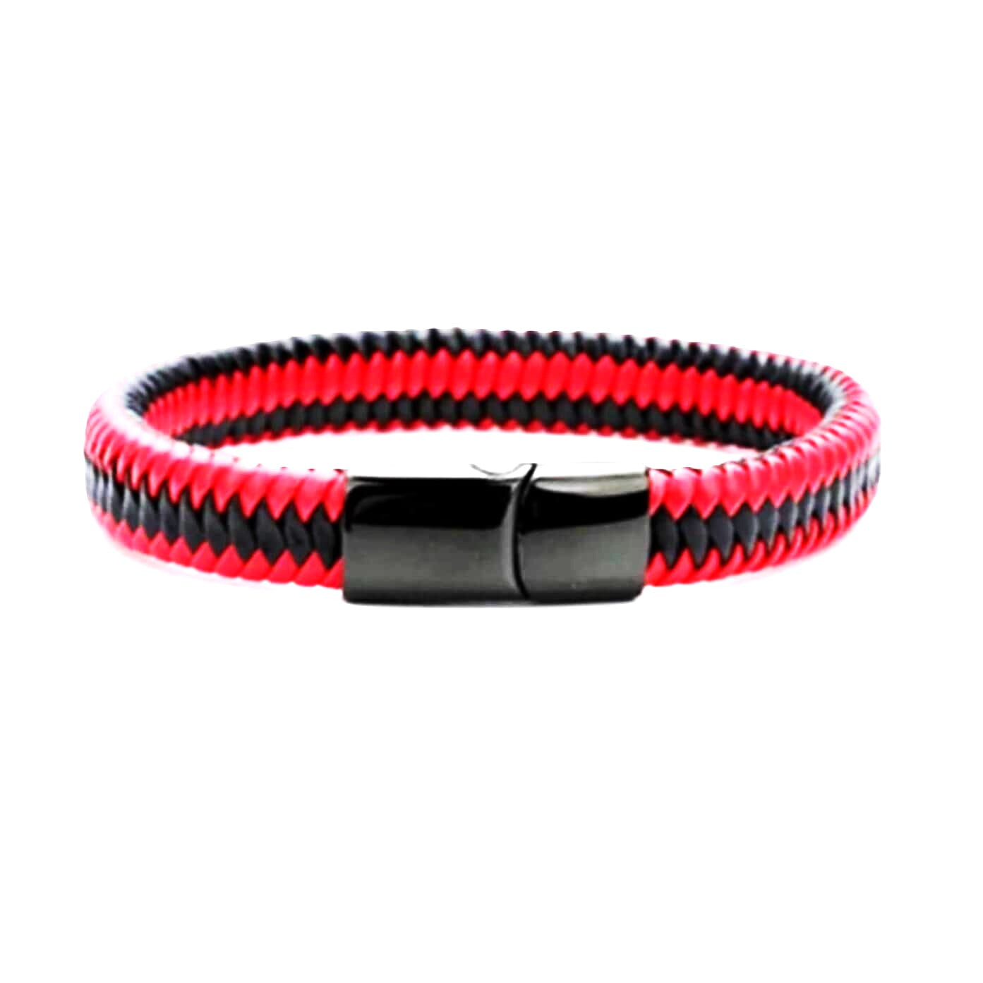Unisex Zebra Leather Bracelet/Red-Black