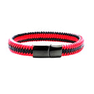 Unisex Zebra Leather Bracelet/Red-Black